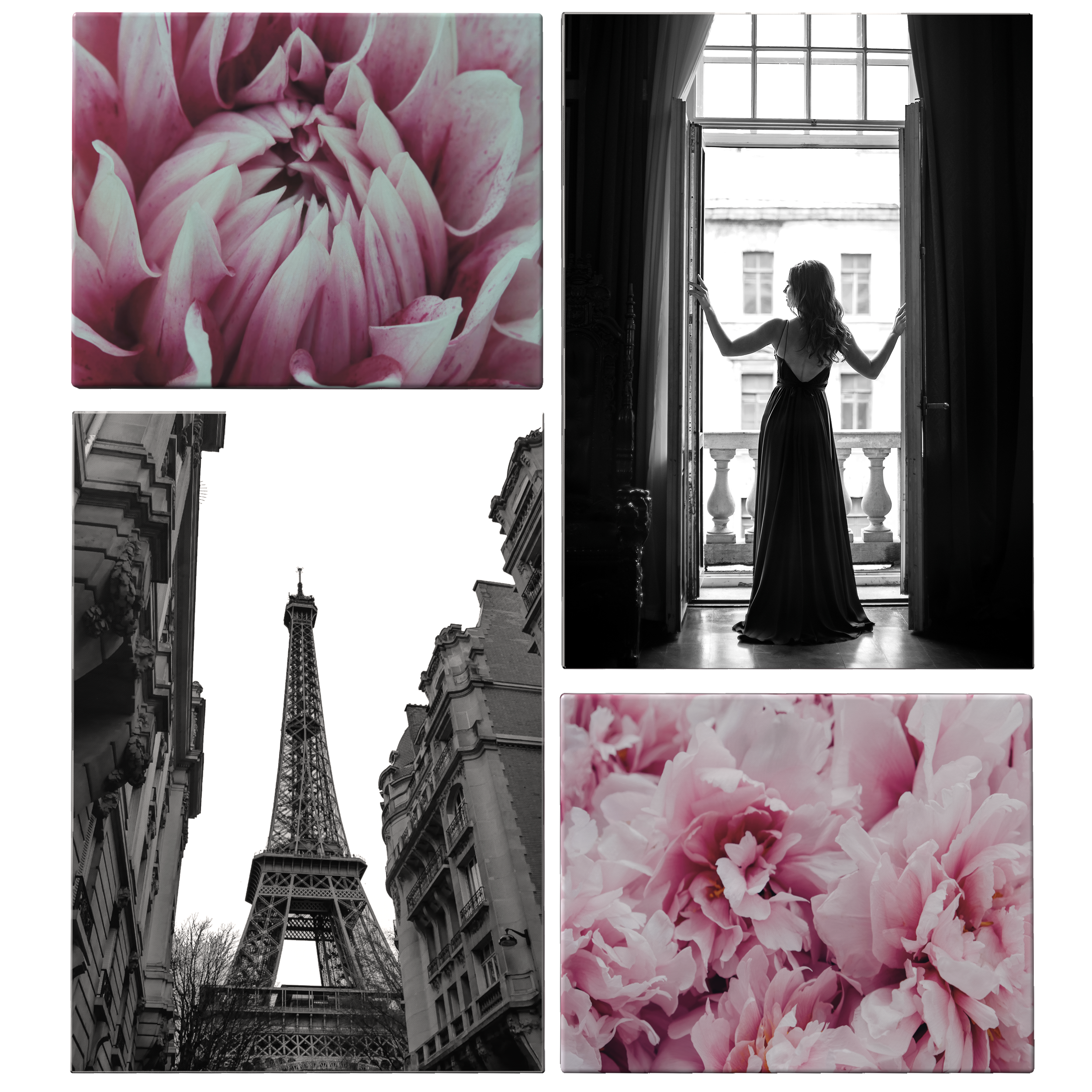 Kanwa Romantic Paris 4 elementy 2 × 40 × 50 / 2 × 50 × 70 cm