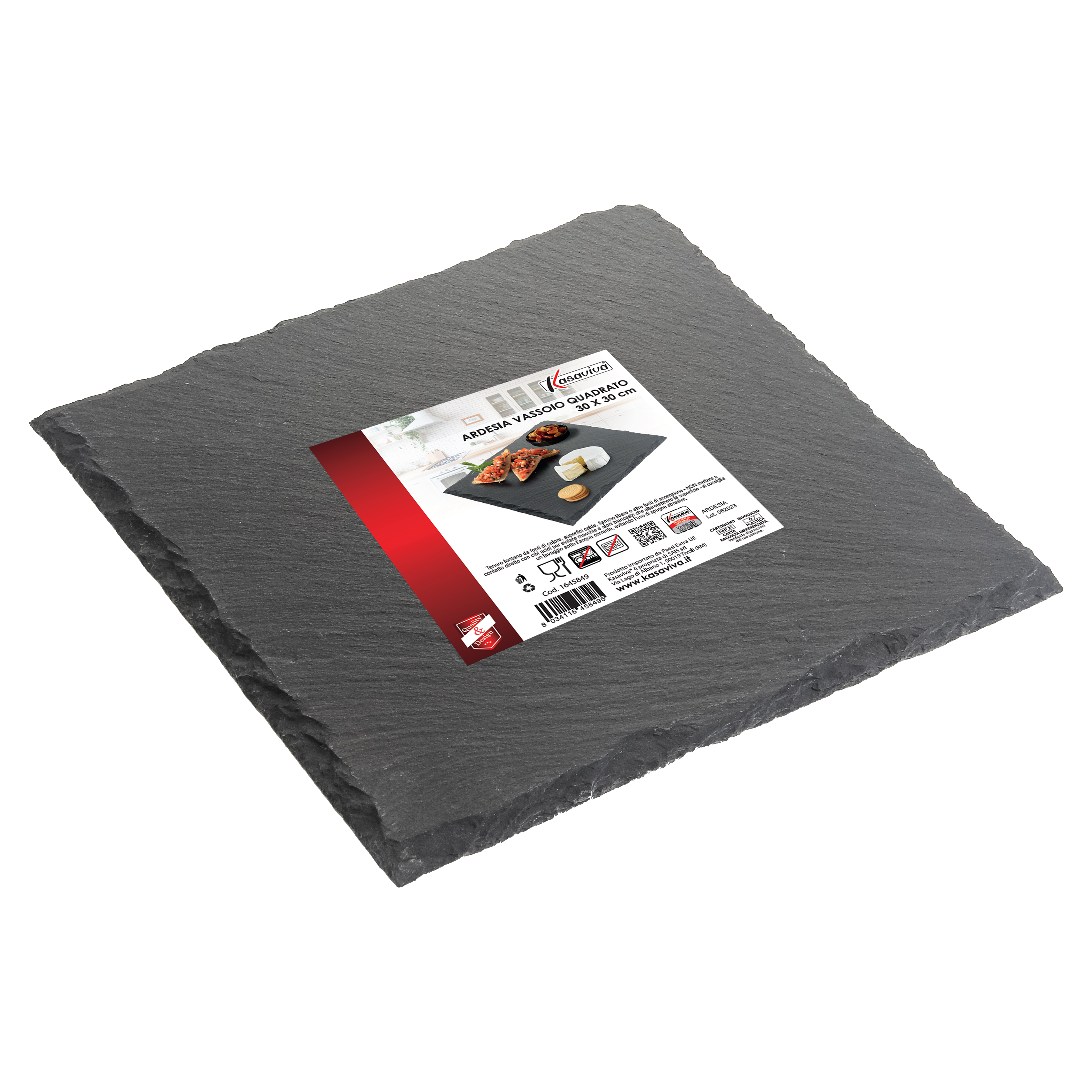Tagliere quadrato in ardesia nero 30 x 30 cm - 3