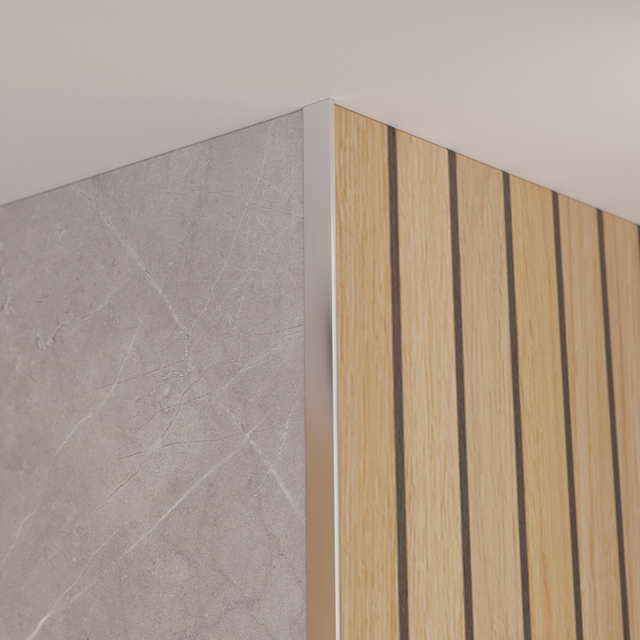 Profilo angolare interno dritto in alluminio elettrolucidato grigio argento lucido Sp 10mm x L 1 cm x L 2.5 m