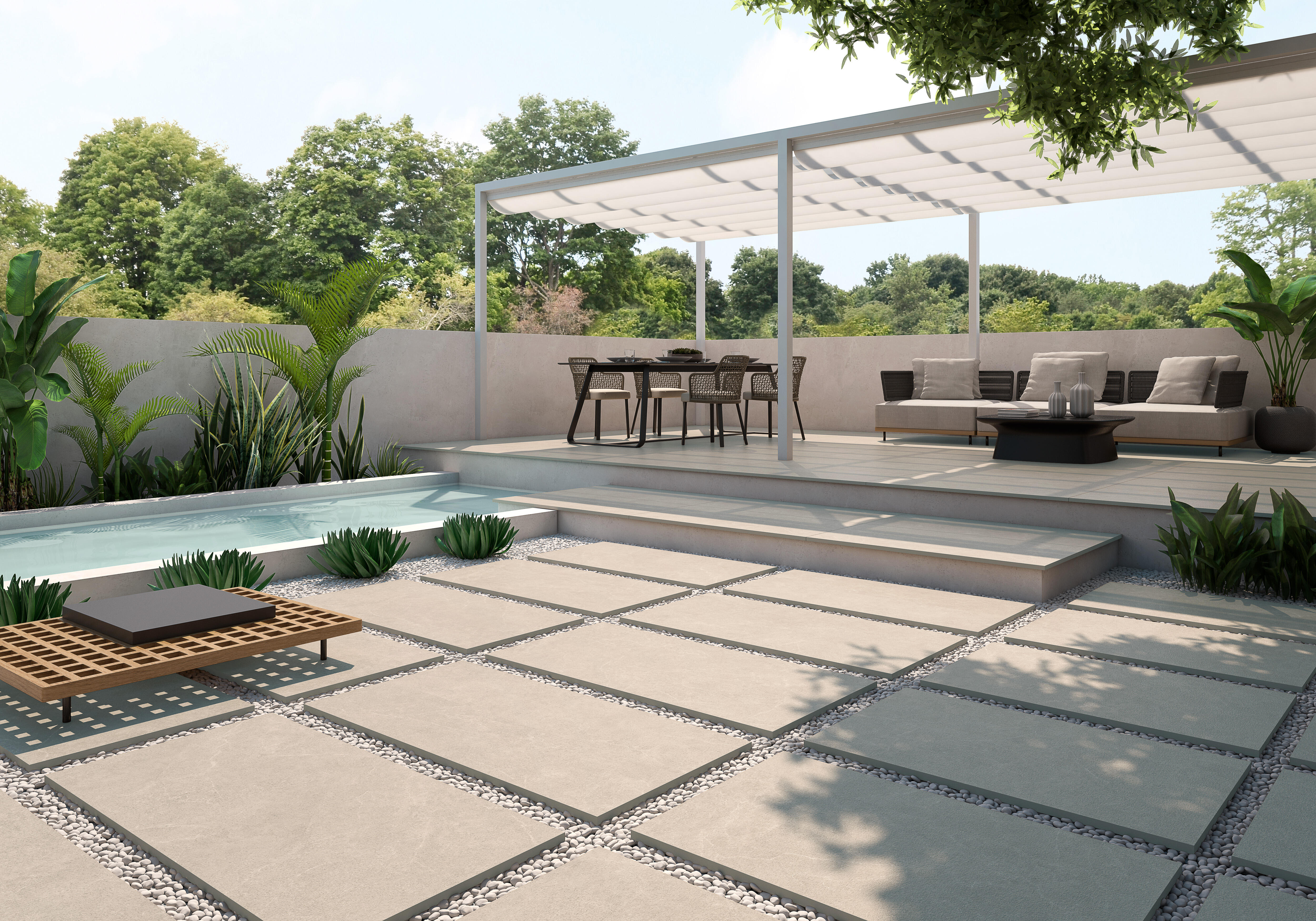 Suelo porcelánico storm efecto piedra crema 60x120 cm c3