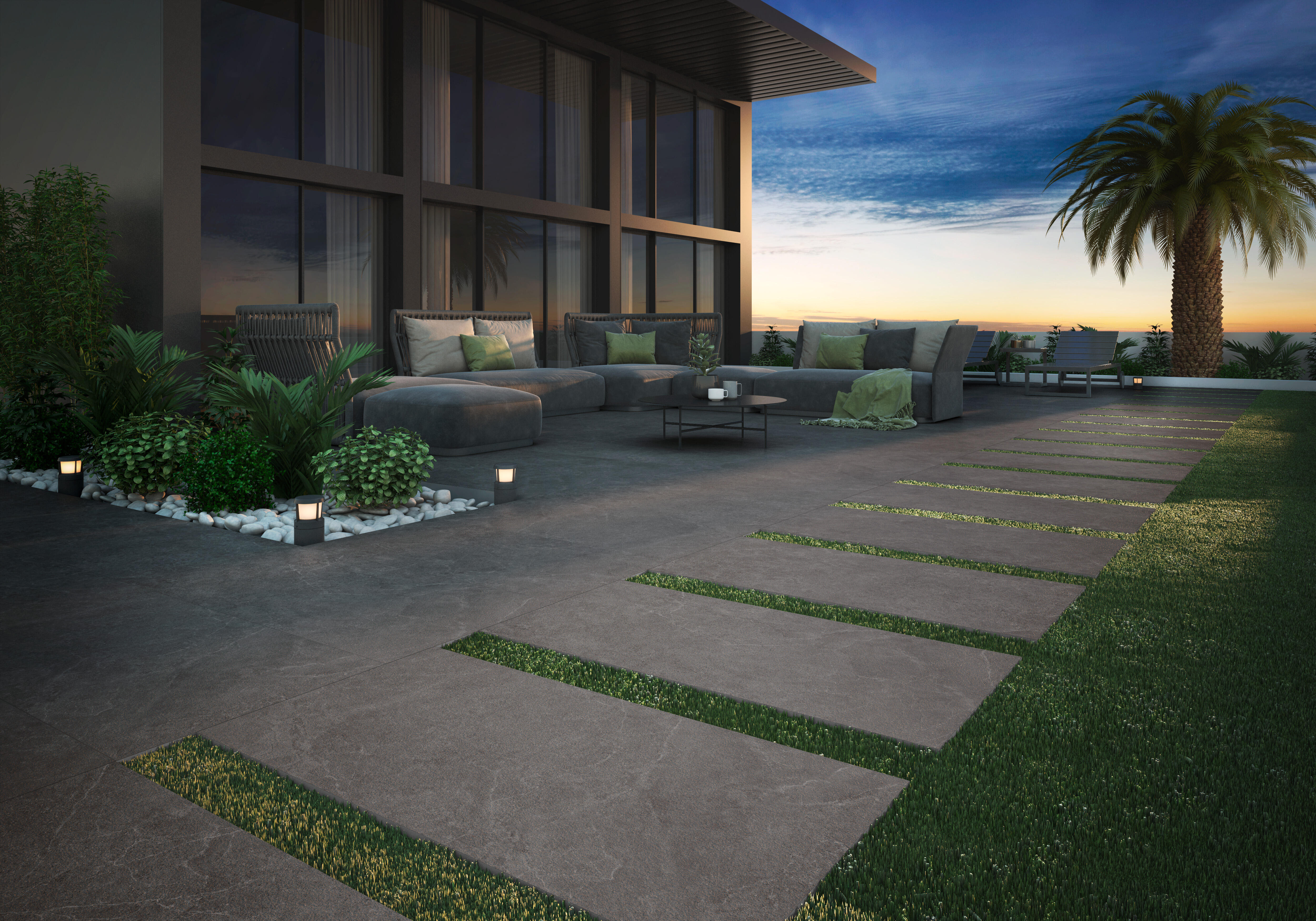 Suelo porcelánico storm efecto piedra gris oscuro 60x120 cm c3