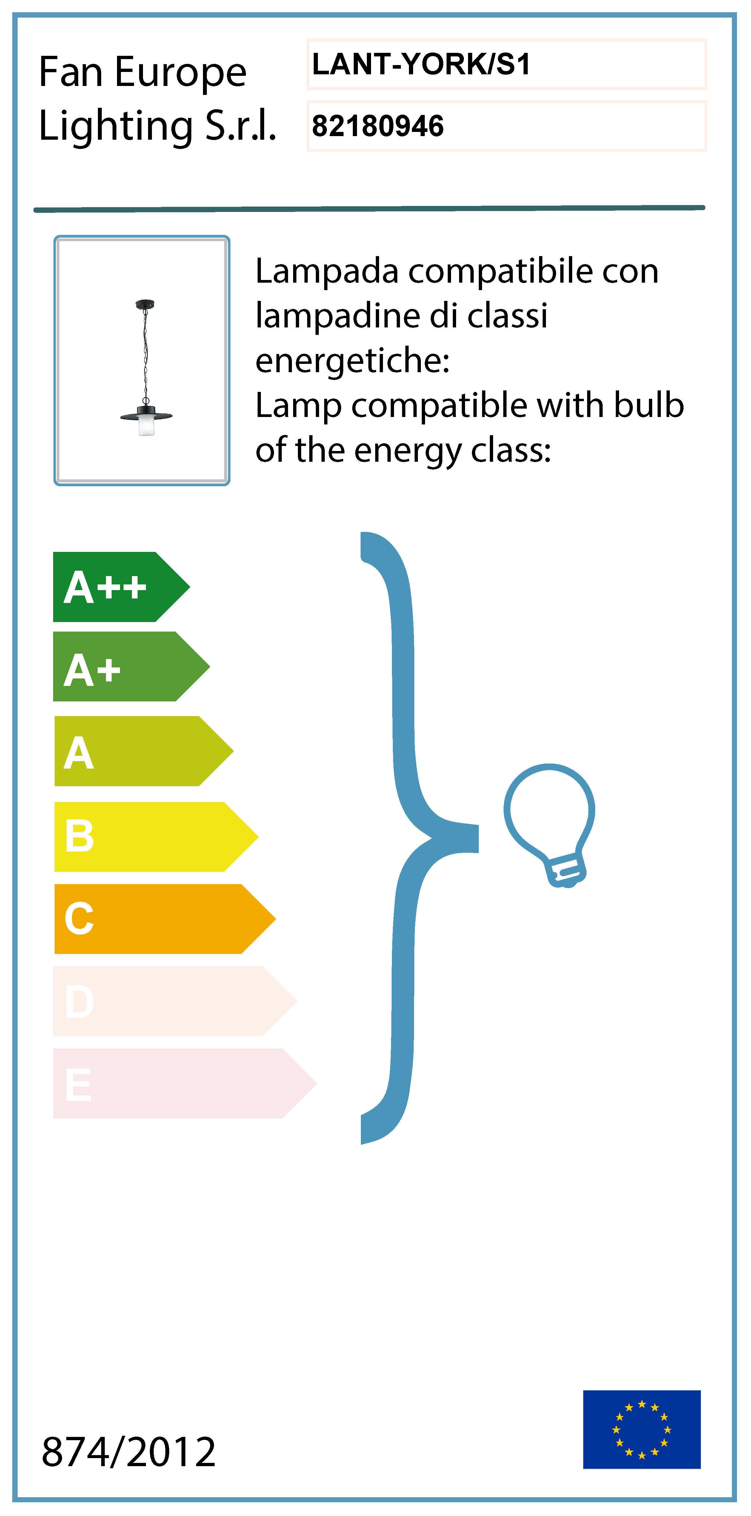 Lampadario Moderno York nero E27 INTEC - 5