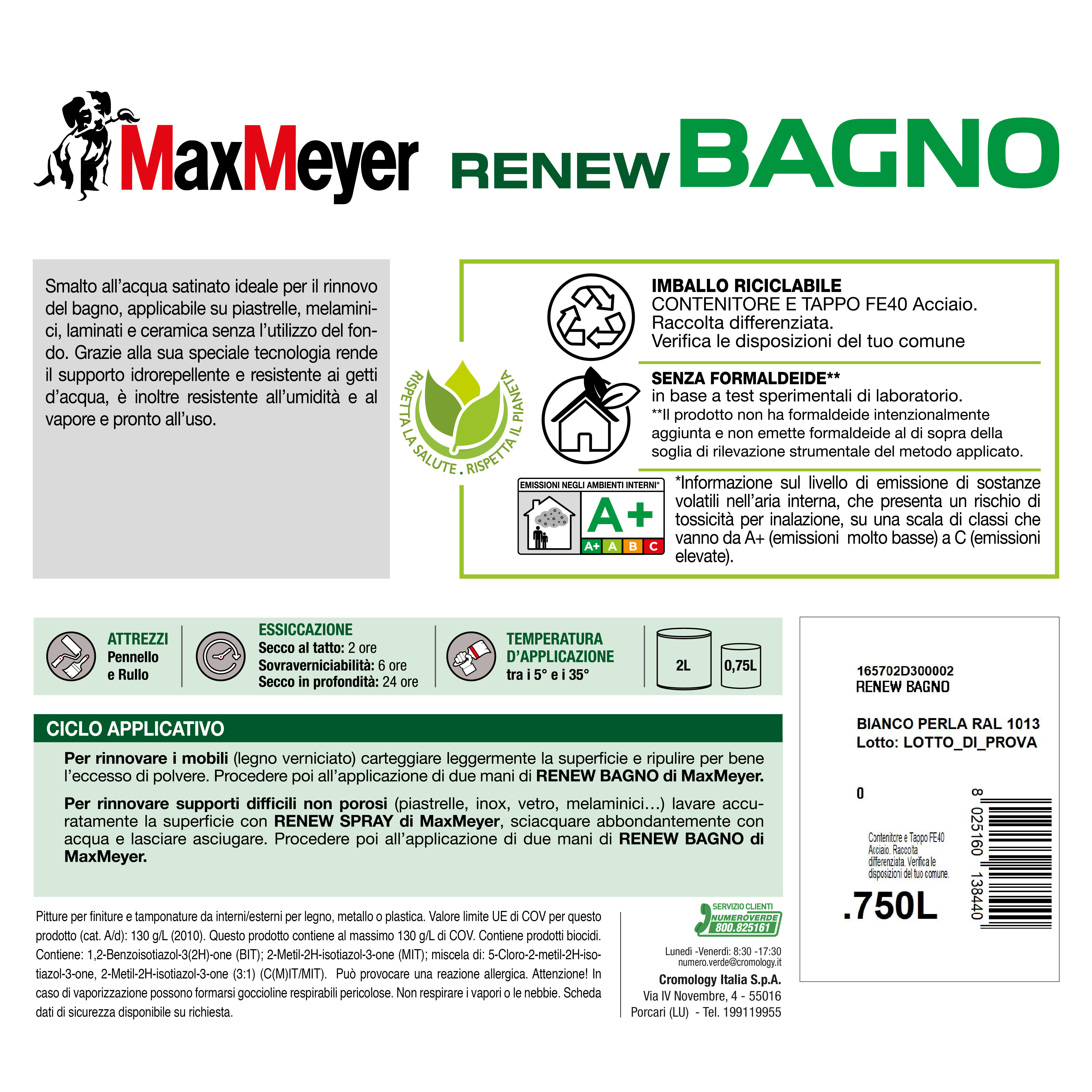 Smalto da interno per piastrelle e bagno, MAXMEYER Renew Bianco perla  RAL 1013 satinato, 0.75 L - 5
