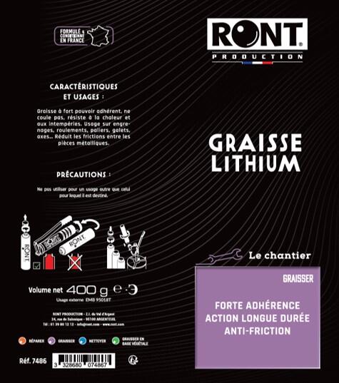 Graisse universelle au lithium en cartouche, 400 g RONT PRODUCTION - 3