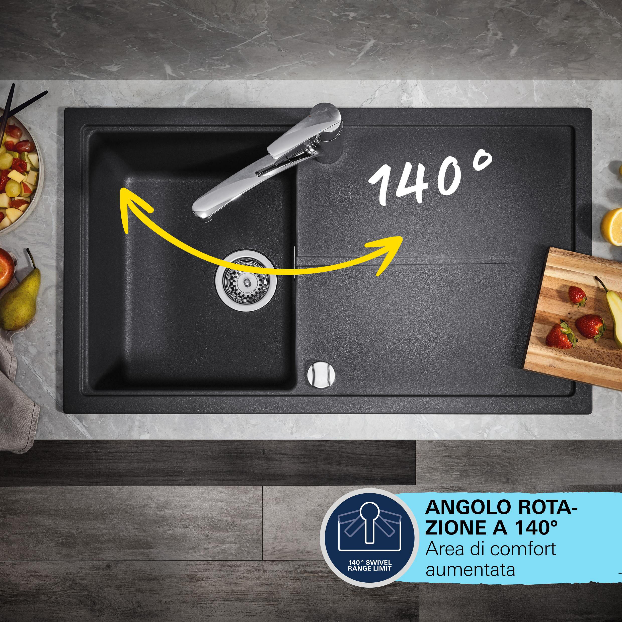 Rubinetto da cucina con doccetta a collo di cigno Get Clova argento cromato lucido GROHE - 7