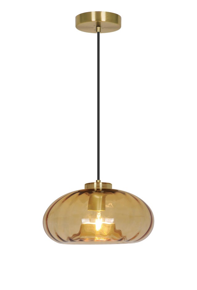 Suspension Decor glass verre, ambre, Diam.28 cm, E27