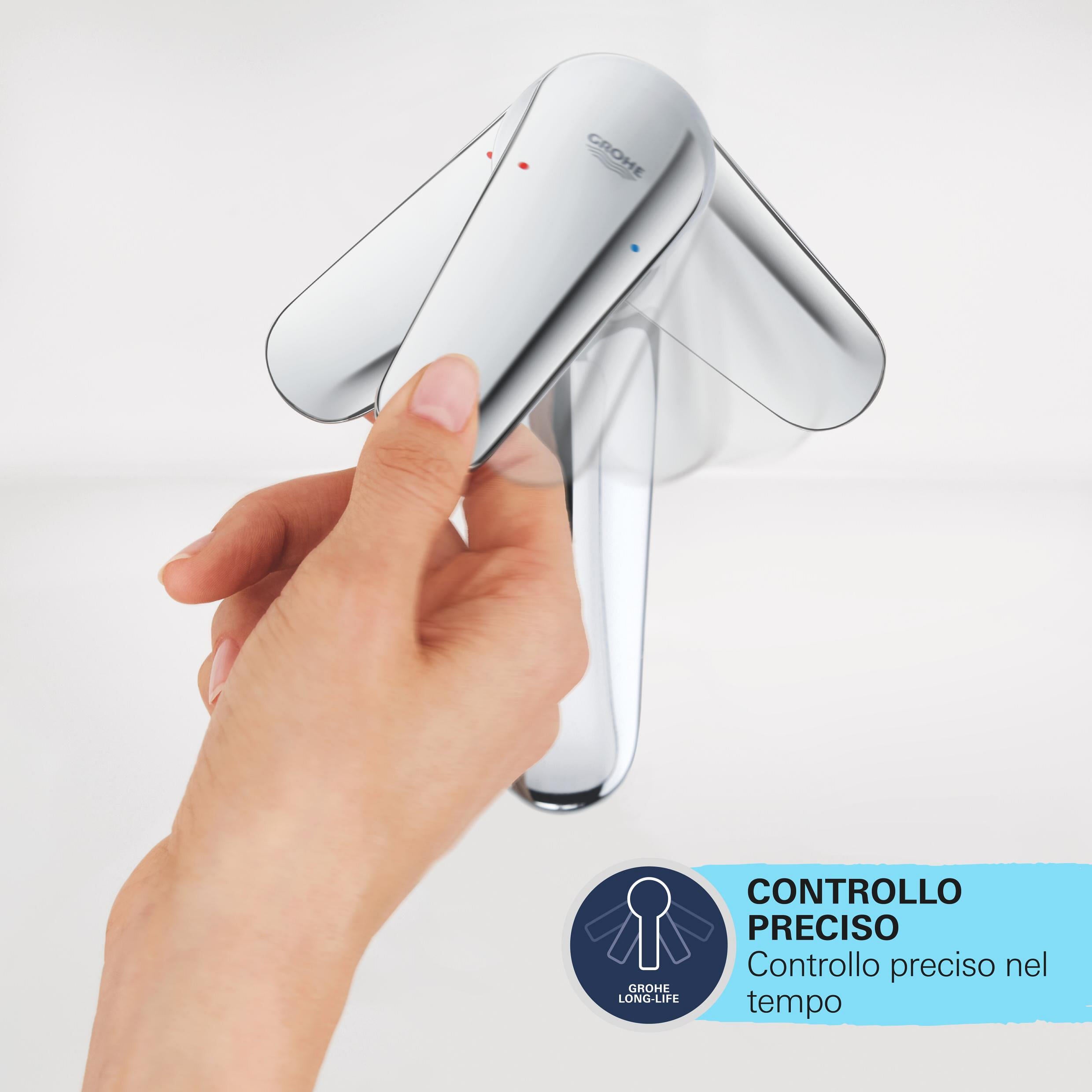 Rubinetto per lavabo a canna media getto aerato Clova Pulse cromato lucido GROHE H 15 cm - 21