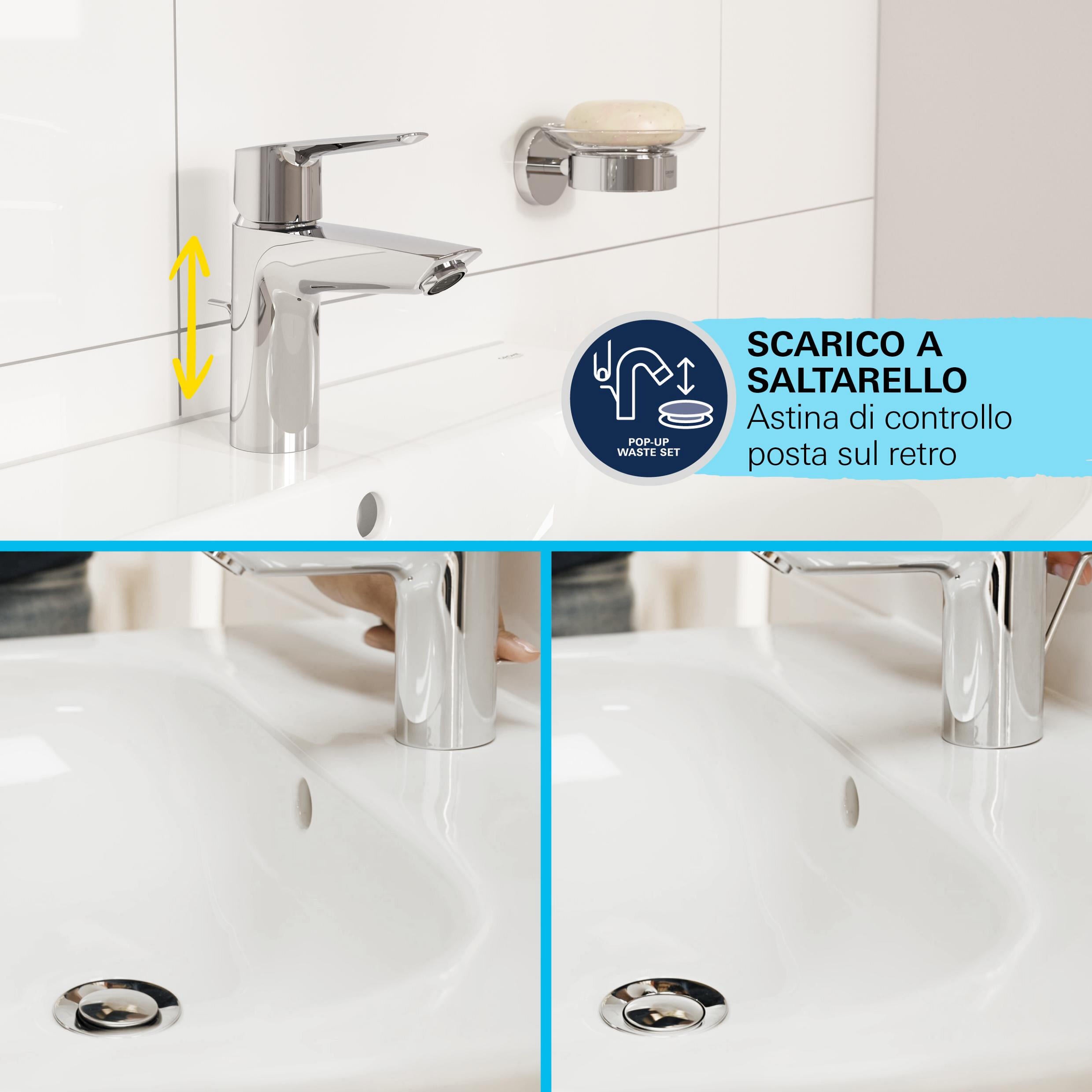 Rubinetto per lavabo a canna media getto aerato Clova Pulse cromato lucido GROHE H 15 cm - 20