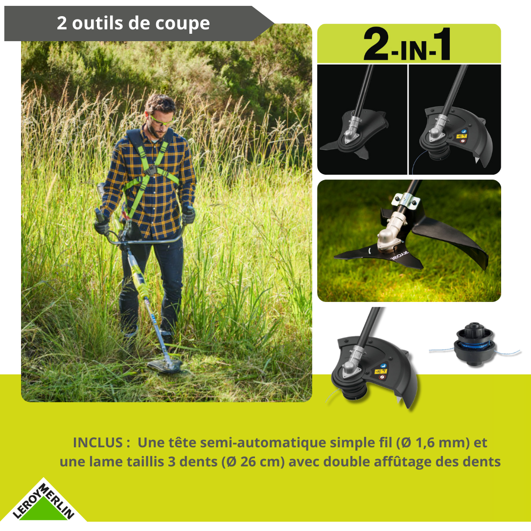 Débroussailleuse à batterie RYOBI, Rbc36x26bg2-140 36V, l.26cm - 4