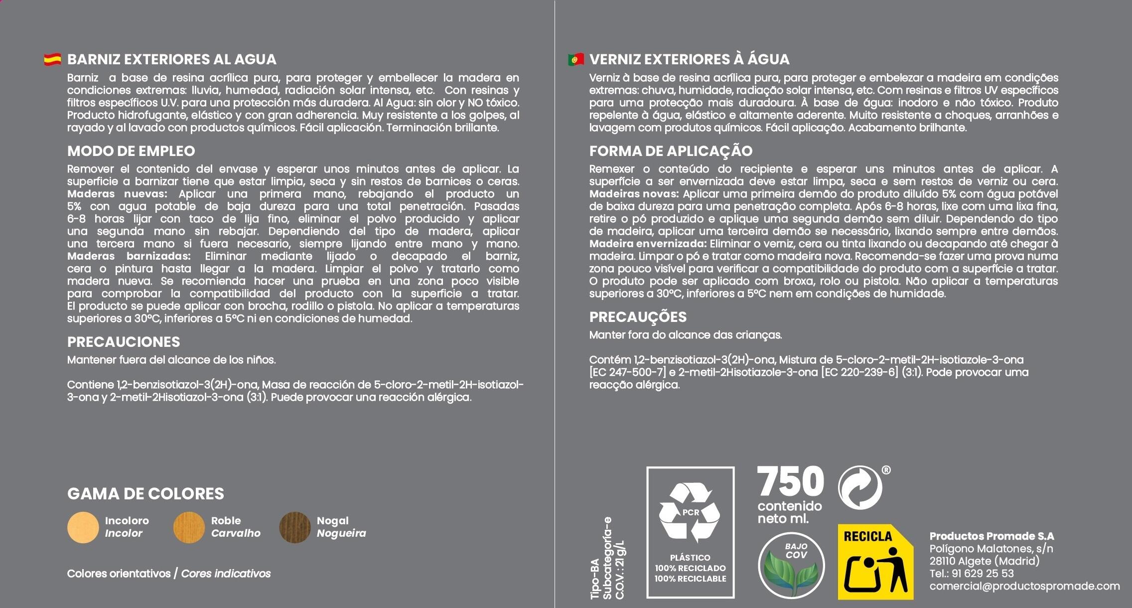 Barniz de madera de exterior color roble para caseta de jardín, mobiliario, puerta, ventana PROMADE brillante 750 ml base agua - 7
