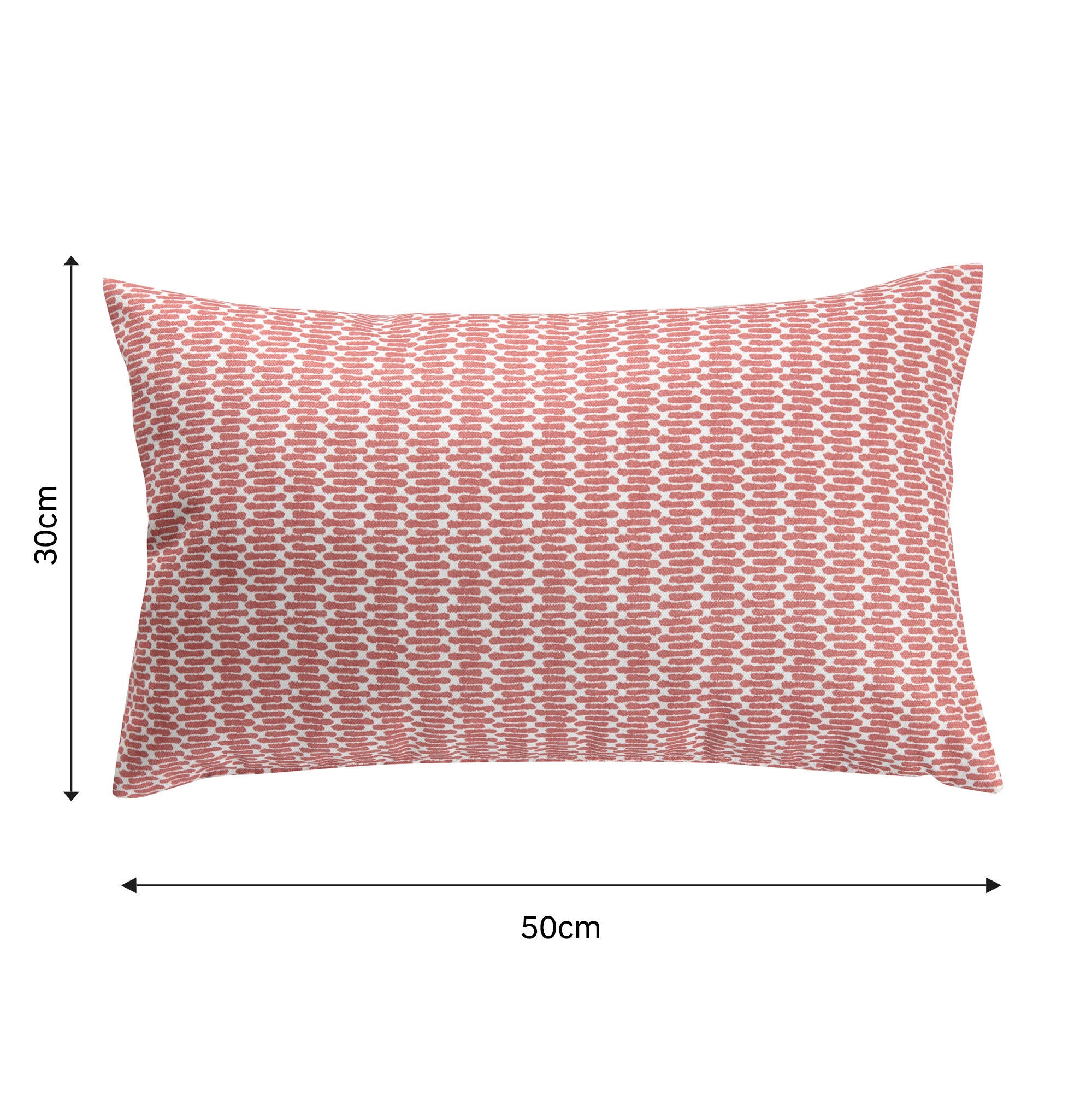 Funda de cojín rectangular Codi algodón poliéster rayas rojo coral con cremallera 50x30cm - 2