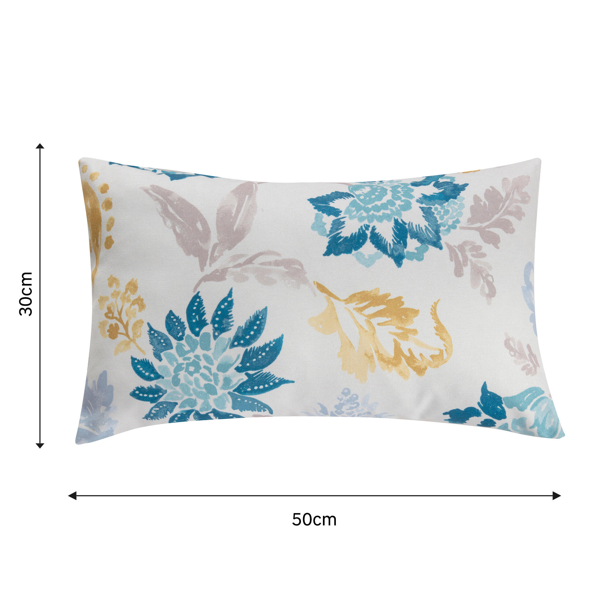 Funda de cojín rectangular Montana algodón poliéster flor azul con cremallera 50 x 30 cm - 2
