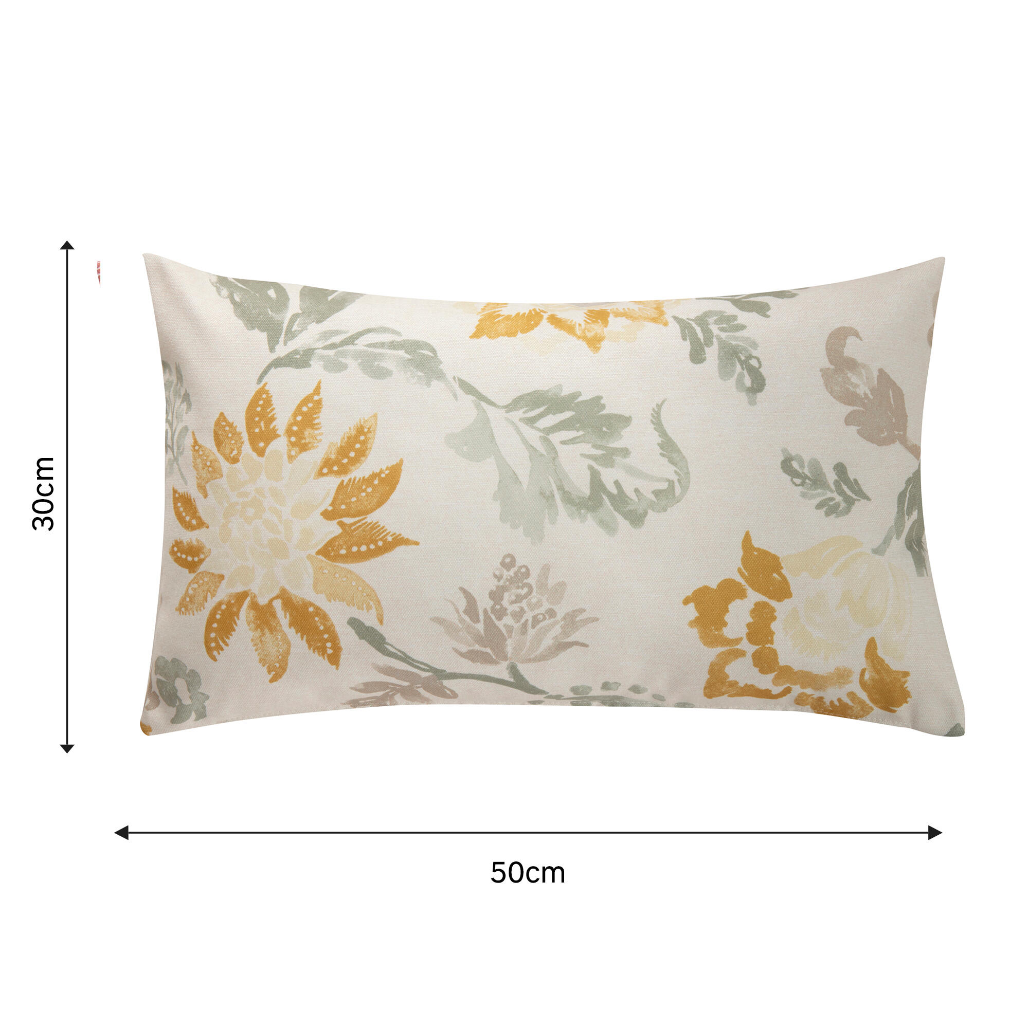 Funda de cojín rectangular Montana algodón poliéster flor amarillo con cremallera 50 x 30 cm - 2