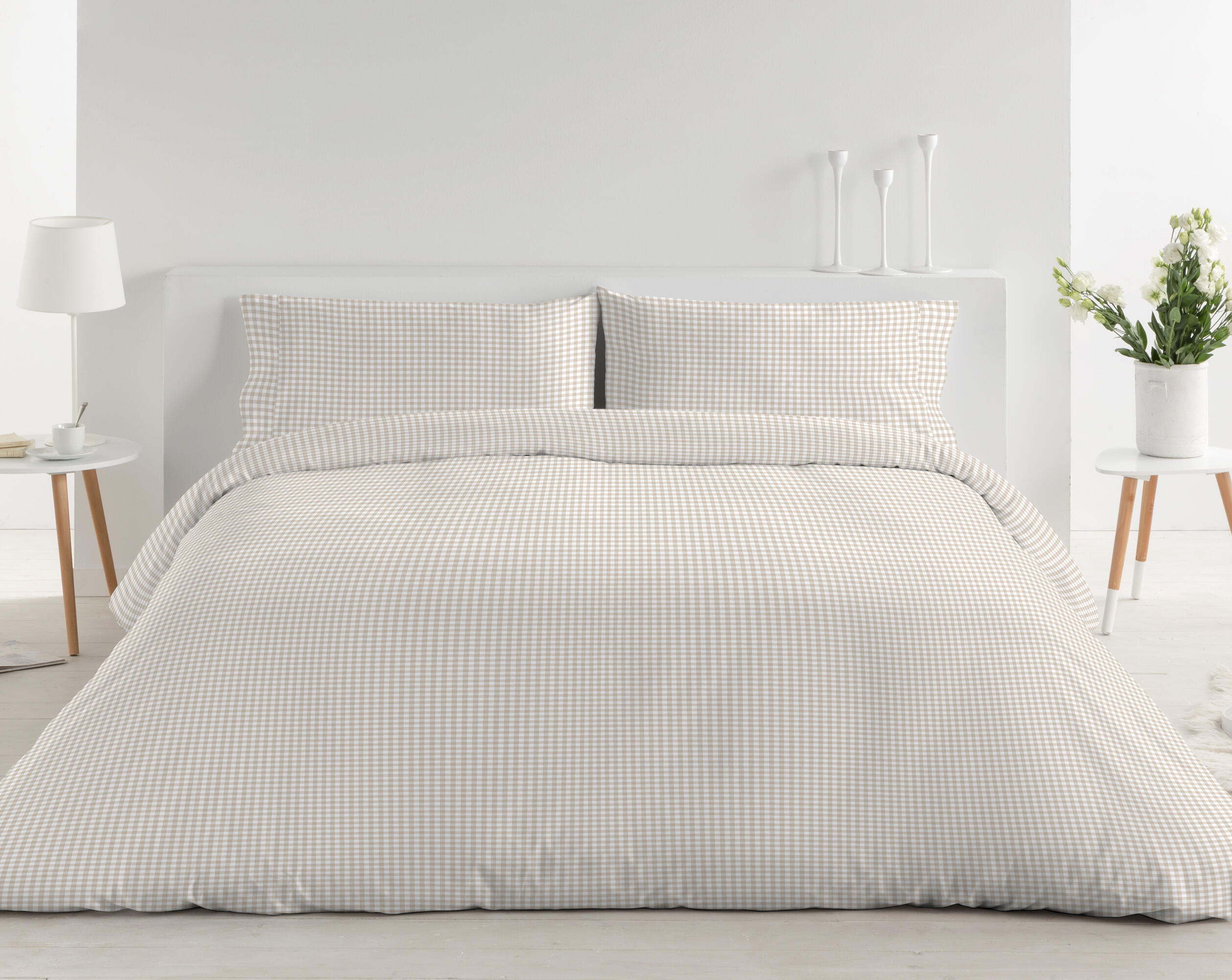 Funda nórdica joy algodón 180 hilos beige cama de 180 cm