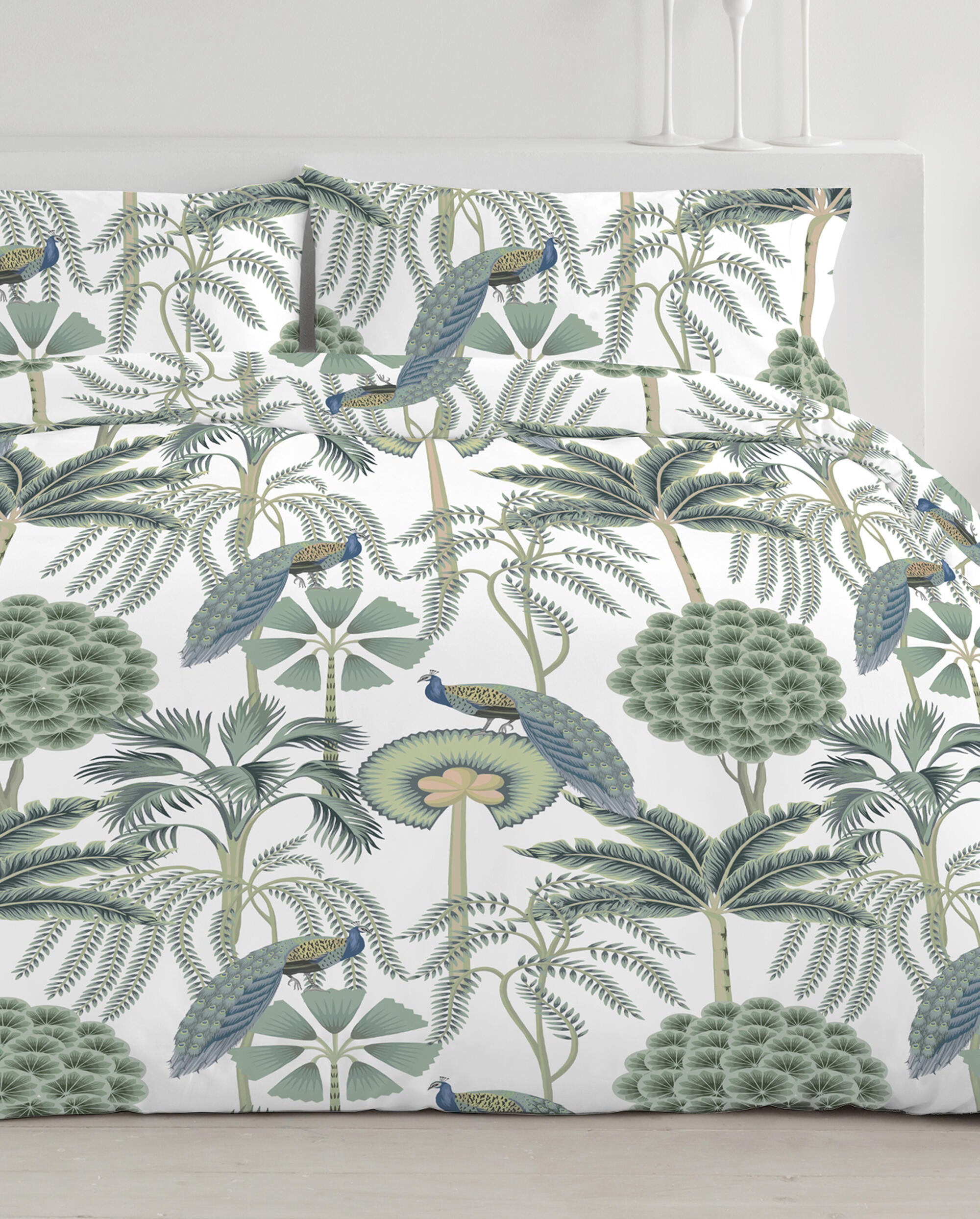Funda nórdica + 2 fundas de almohada Samui algodón percal 180 hilos planta verde para cama de 150 cm - 3
