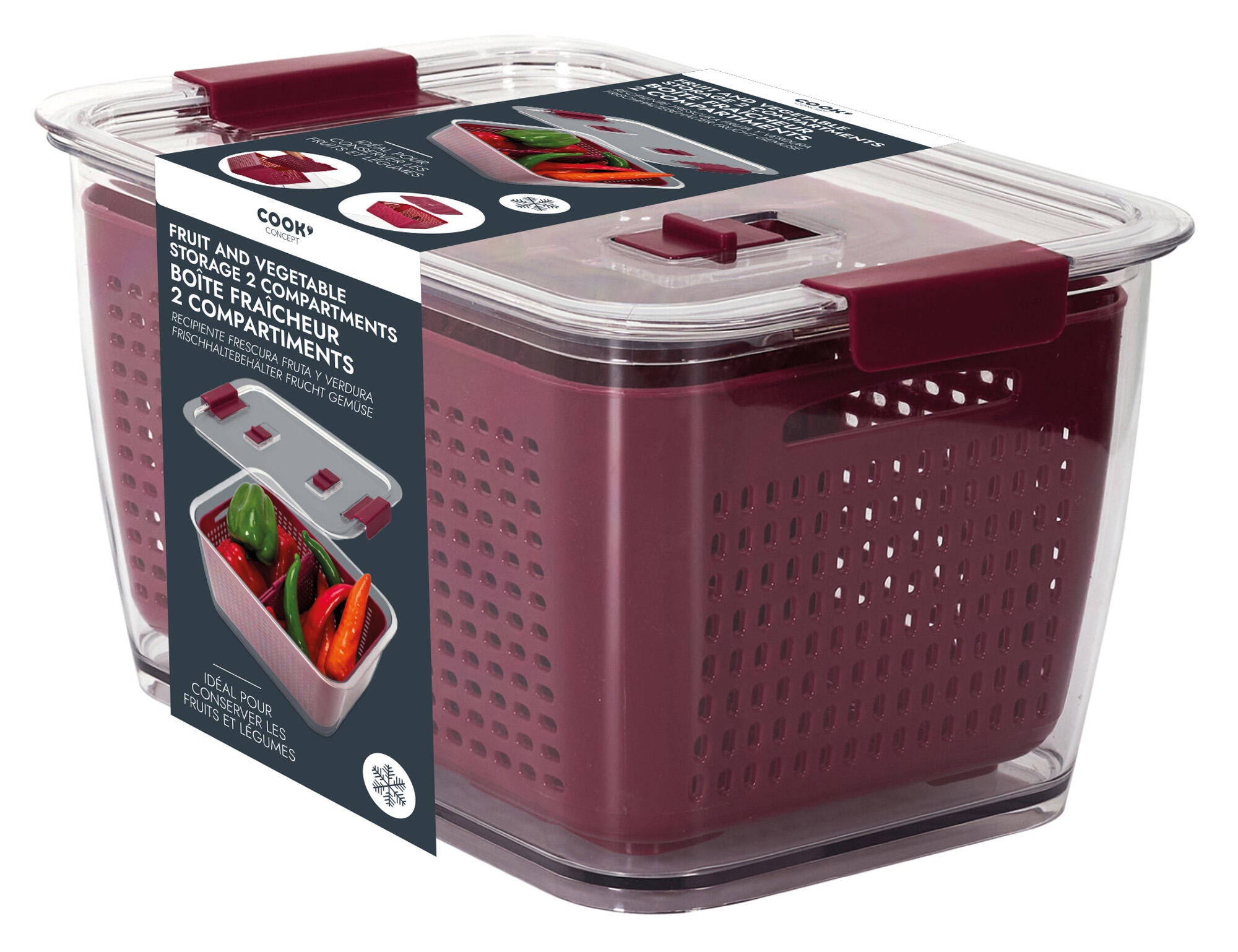 Caja hermética con 2 compartimentos para alimentos cristal - 6