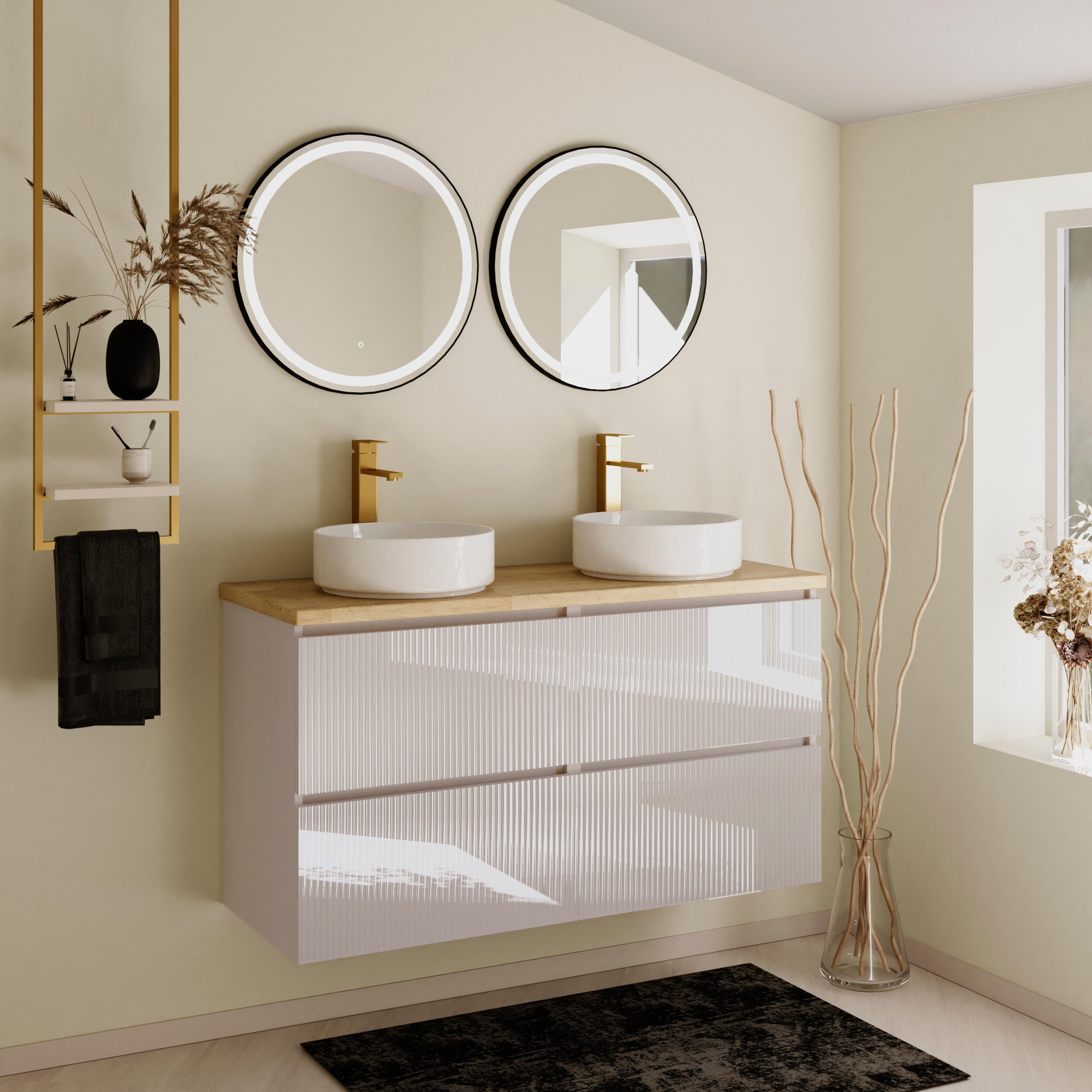 Mueble de baño cristal top marrón 120x46 cm