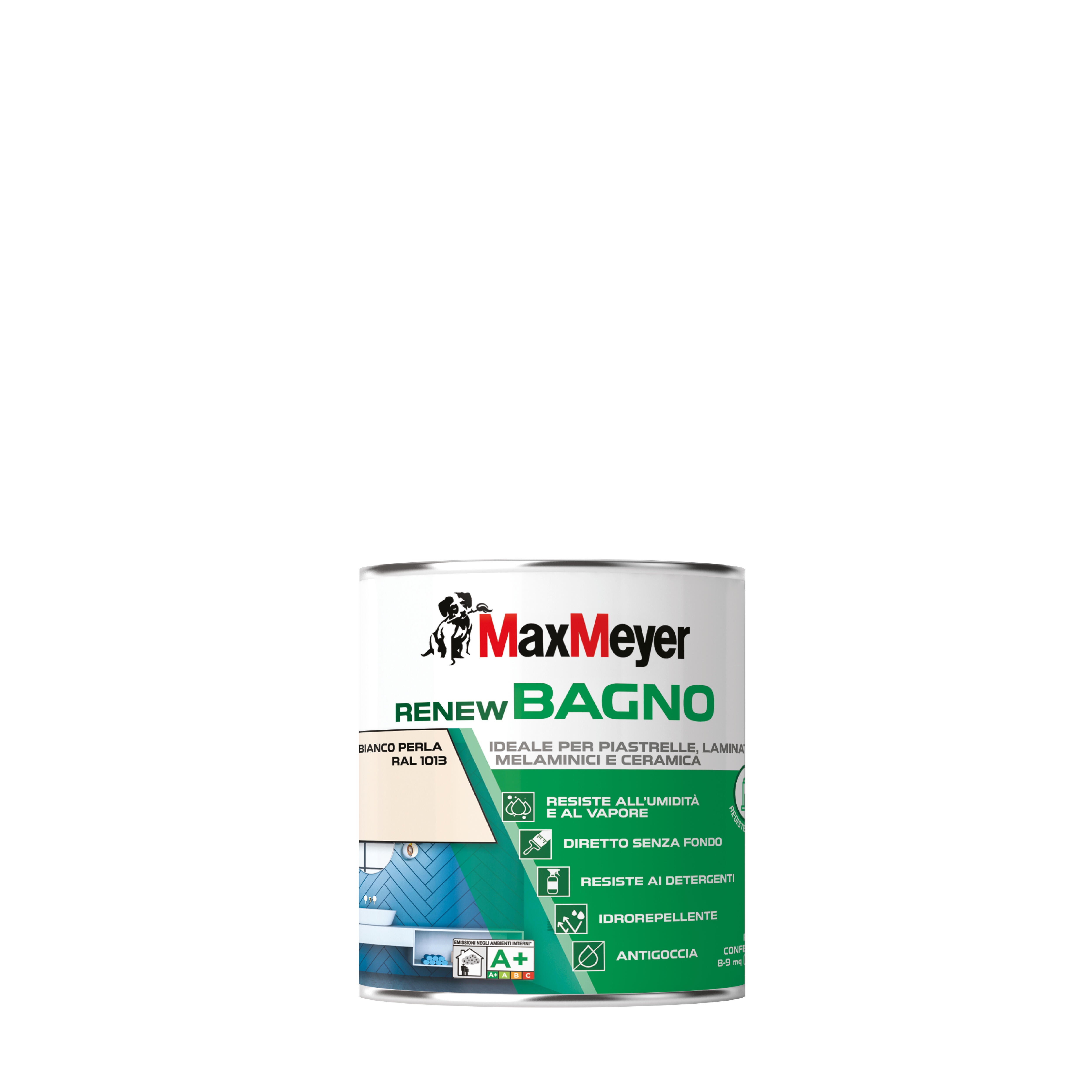 Smalto da interno per piastrelle e bagno, MAXMEYER Renew Bianco perla  RAL 1013 satinato, 0.75 L - 4