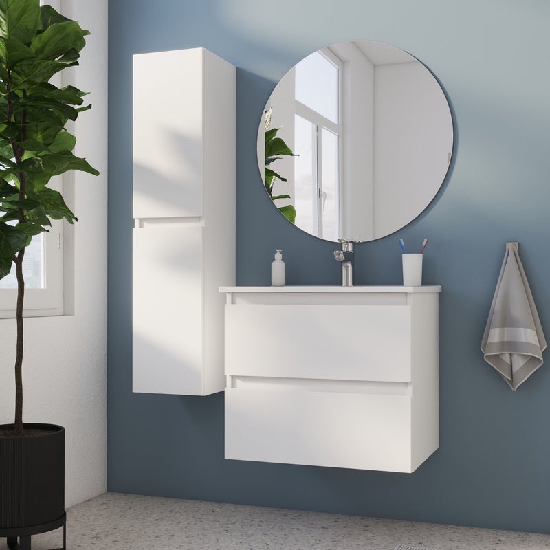 Leroy Merlin Mobile bagno sospeso con lavabo L 60 x H 65 x P 49 cm bianco per vasca centrale Essential