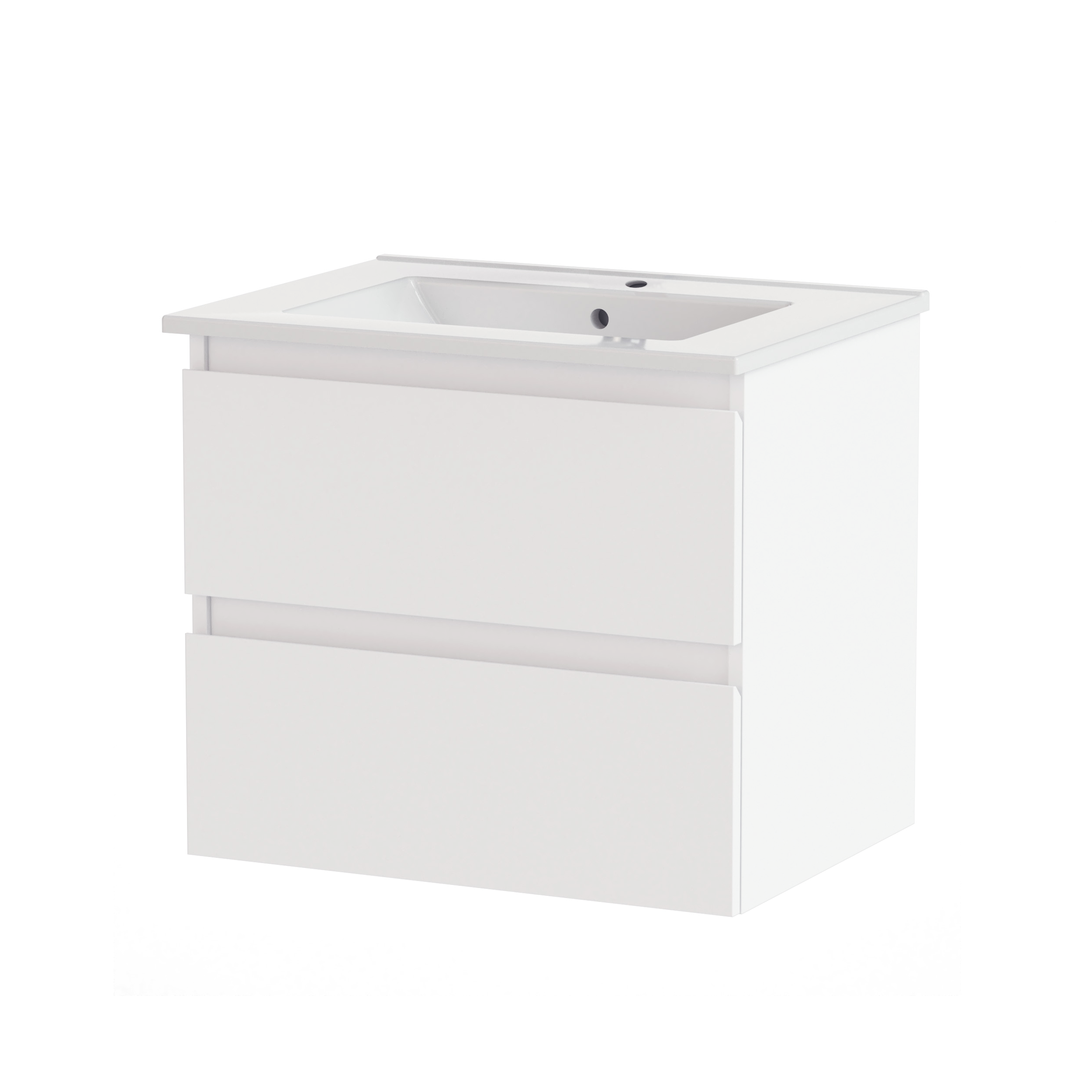 Móvel de casa de banho suspenso 2 gavetas 60x45x53 cm branco Sensea Essential - 13