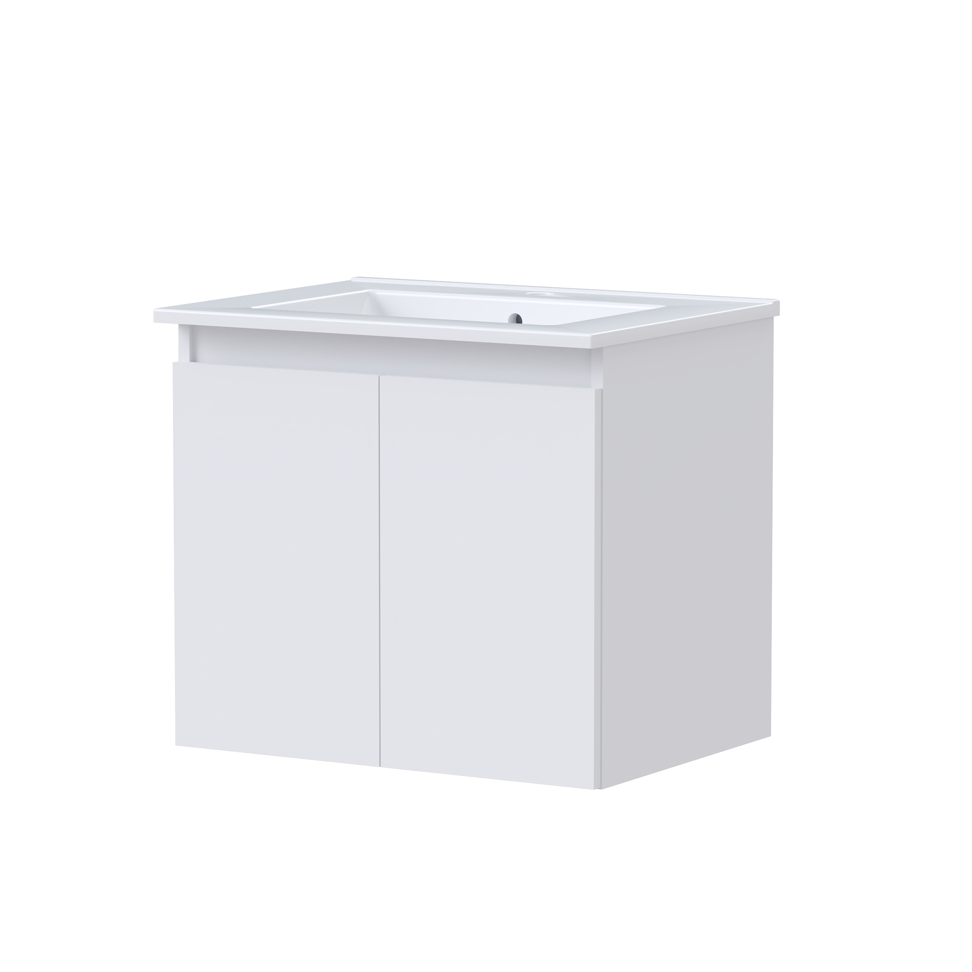 Mobile da bagno sospeso sotto lavabo L 60 x H 53 x P 45 cm bianco opaco, 2 ante SENSEA Essential - 3