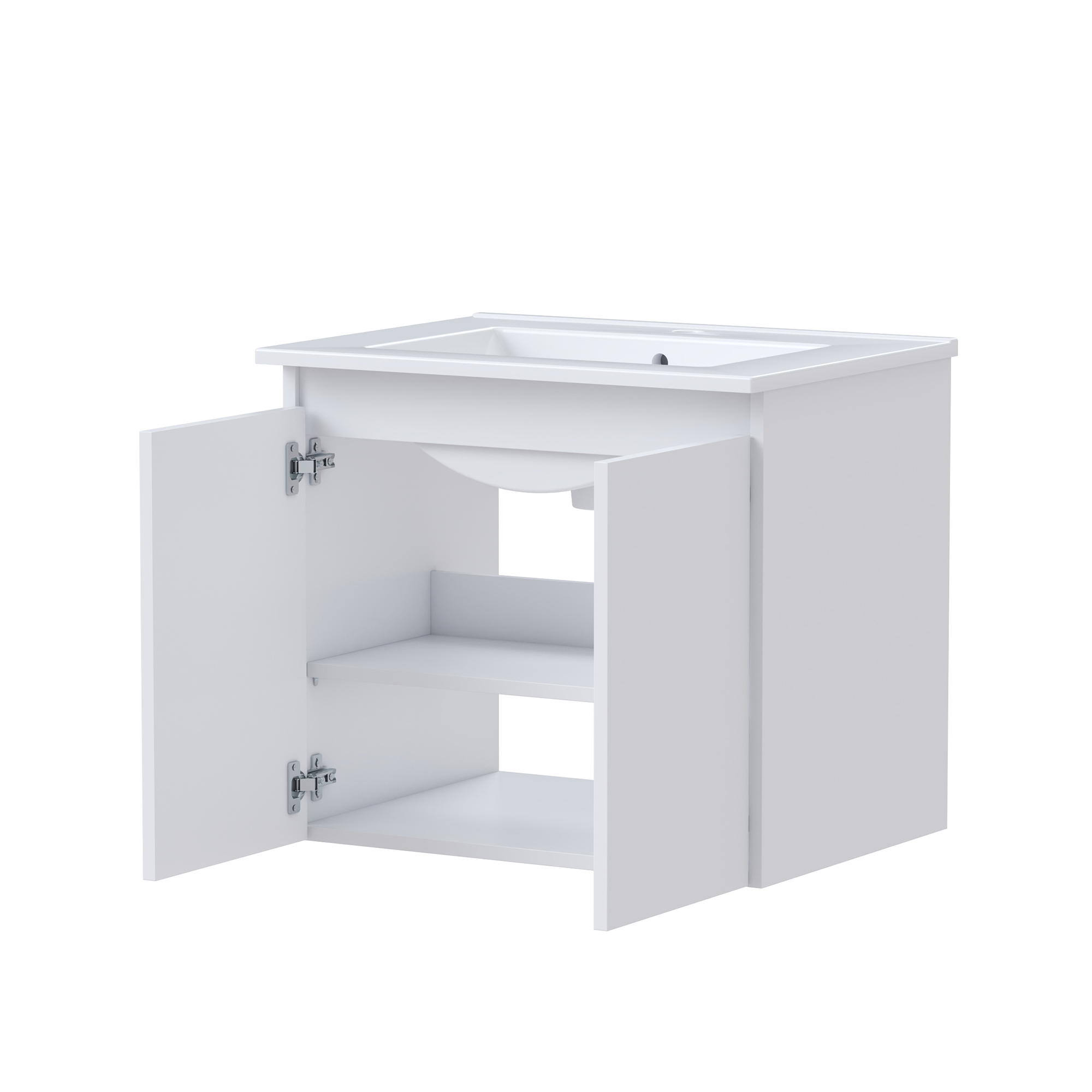 Mobile da bagno sospeso sotto lavabo L 60 x H 53 x P 45 cm bianco opaco, 2 ante SENSEA Essential - 5