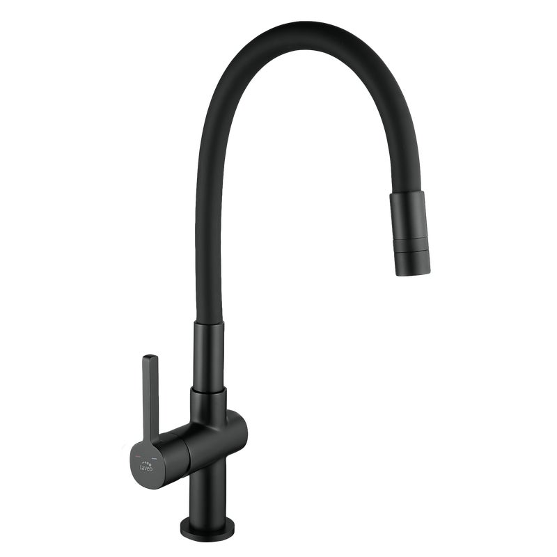 Bateria kuchenna LEIRA czarna z wylewką U Laveo