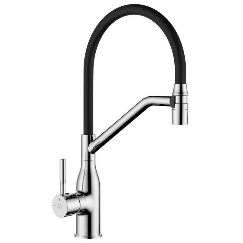 Bateria kuchenna Freila chrom / czarna z wylewką U Laveo