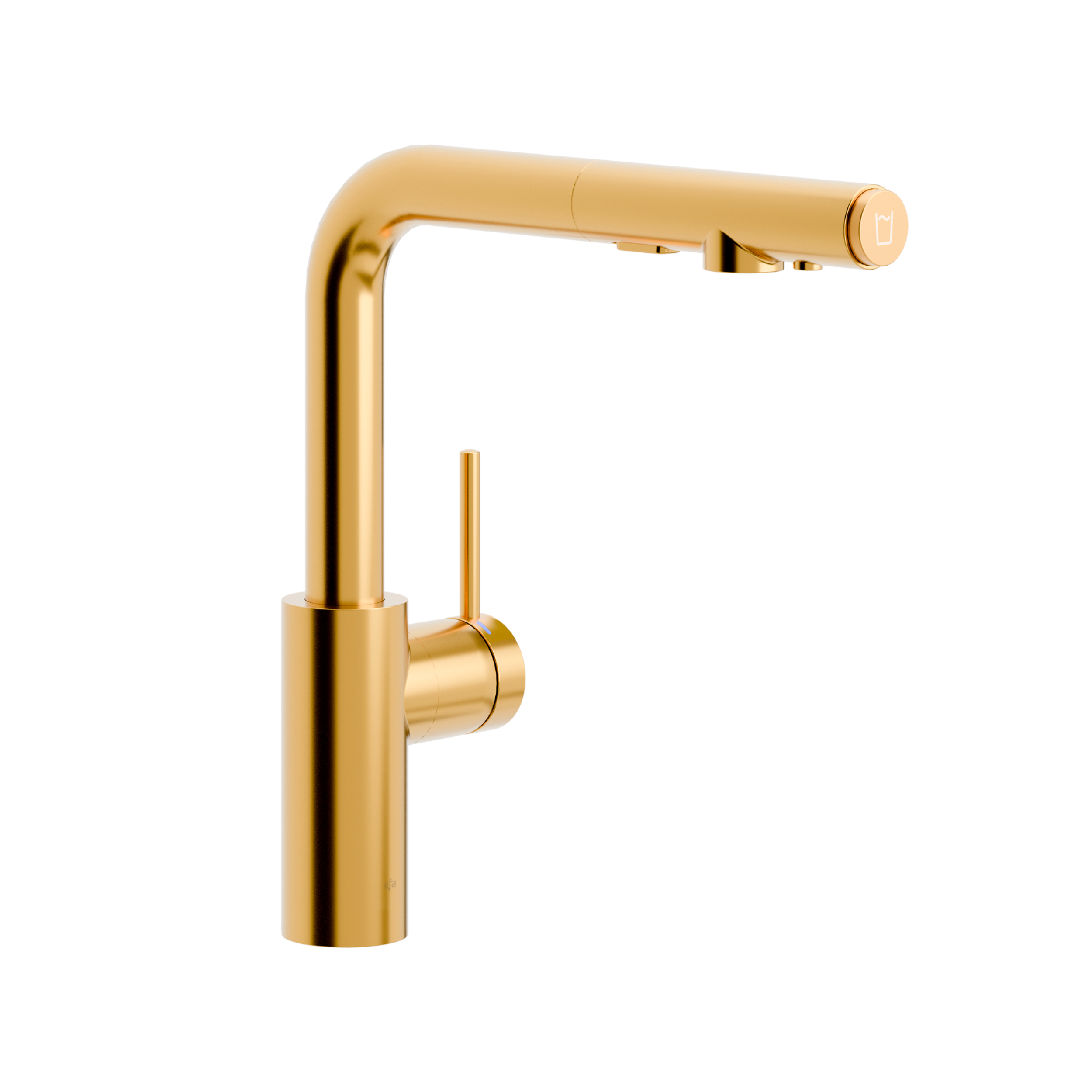 Bateria kuchenna Flick z wyciąganą wylewką i filtrem B Pure złota KFA Armatura