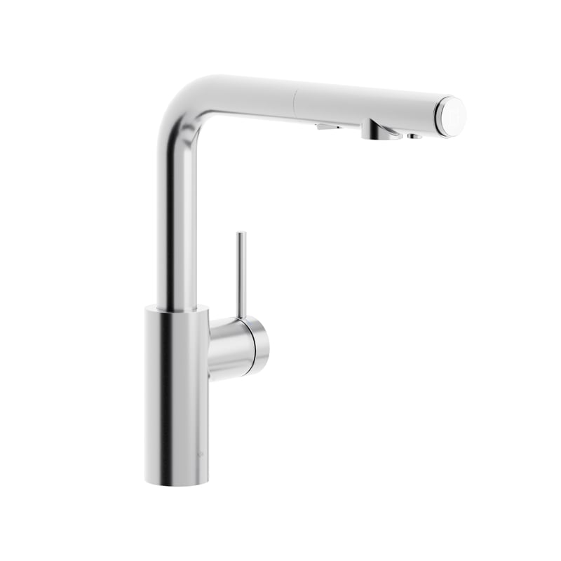 Bateria kuchenna Flick z wyciąganą wylewką i filtrem B Pure srebrna KFA Armatura