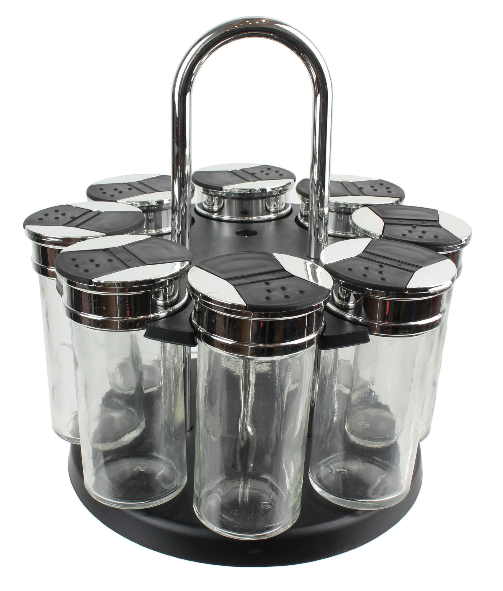 Especiero giratorio con 8 botes de cristal