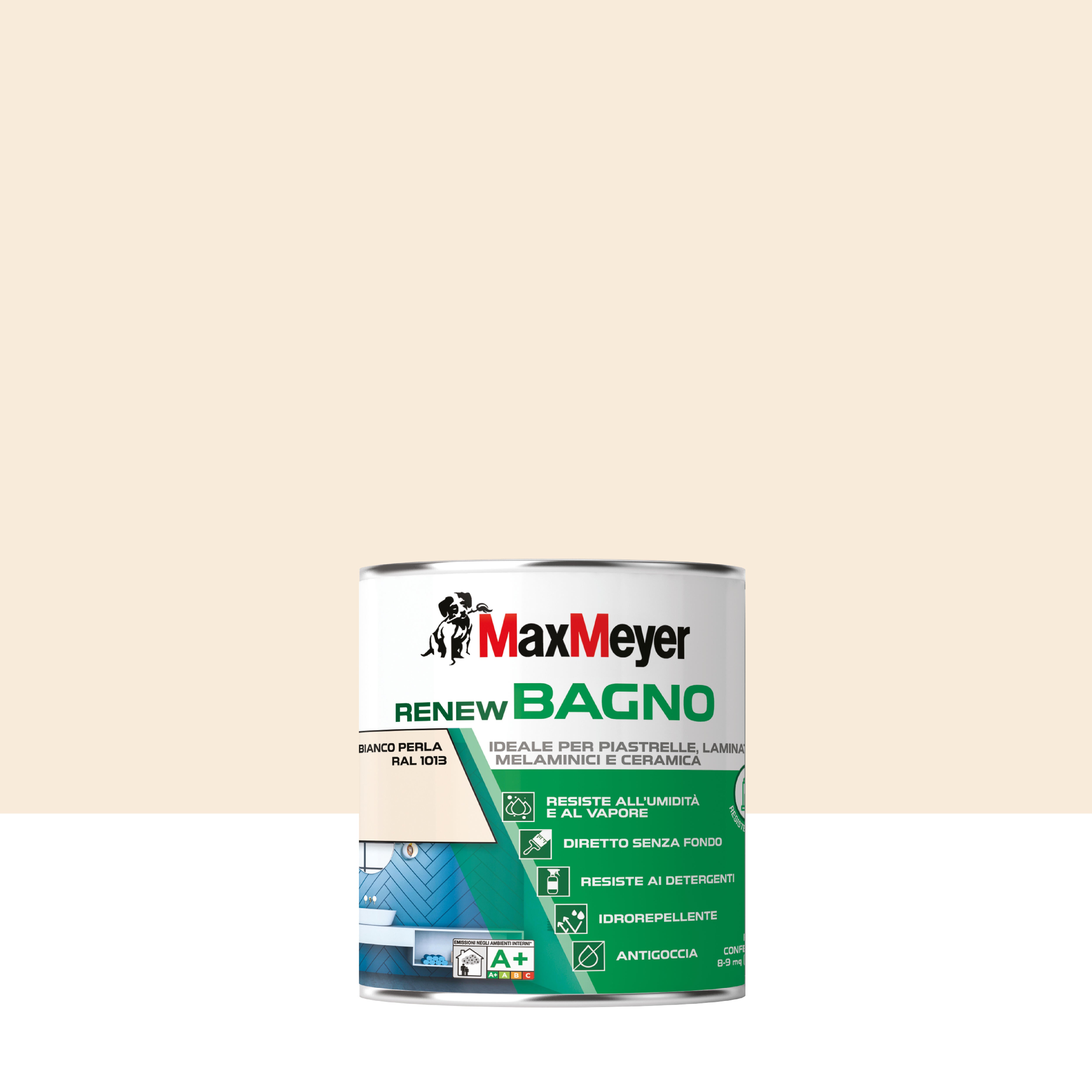 Smalto da interno per piastrelle e bagno, MAXMEYER Renew Bianco perla  RAL 1013 satinato, 0.75 L - 3