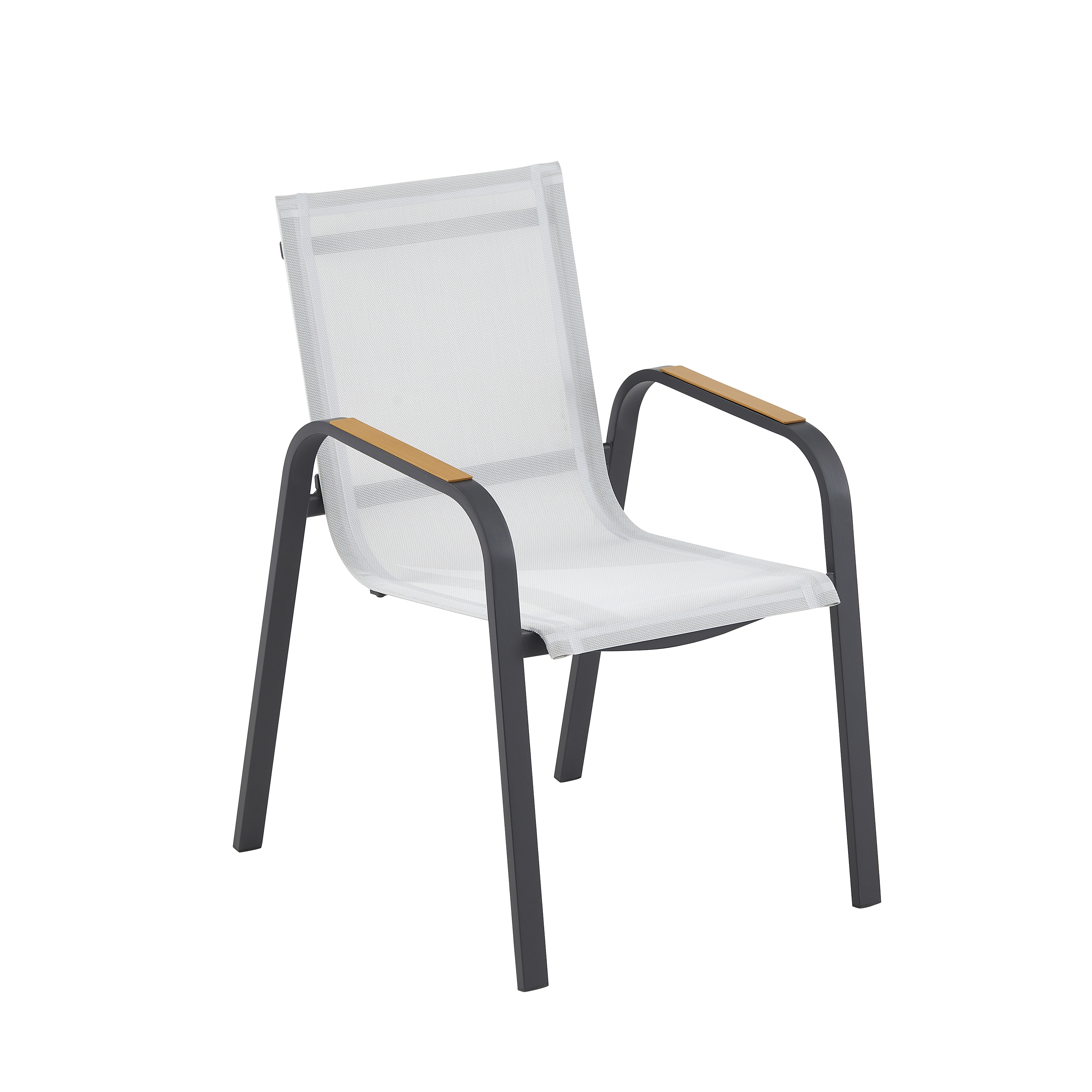 Silla de jardín naterial calypso ii c/brazos de aluminio y textileno gris