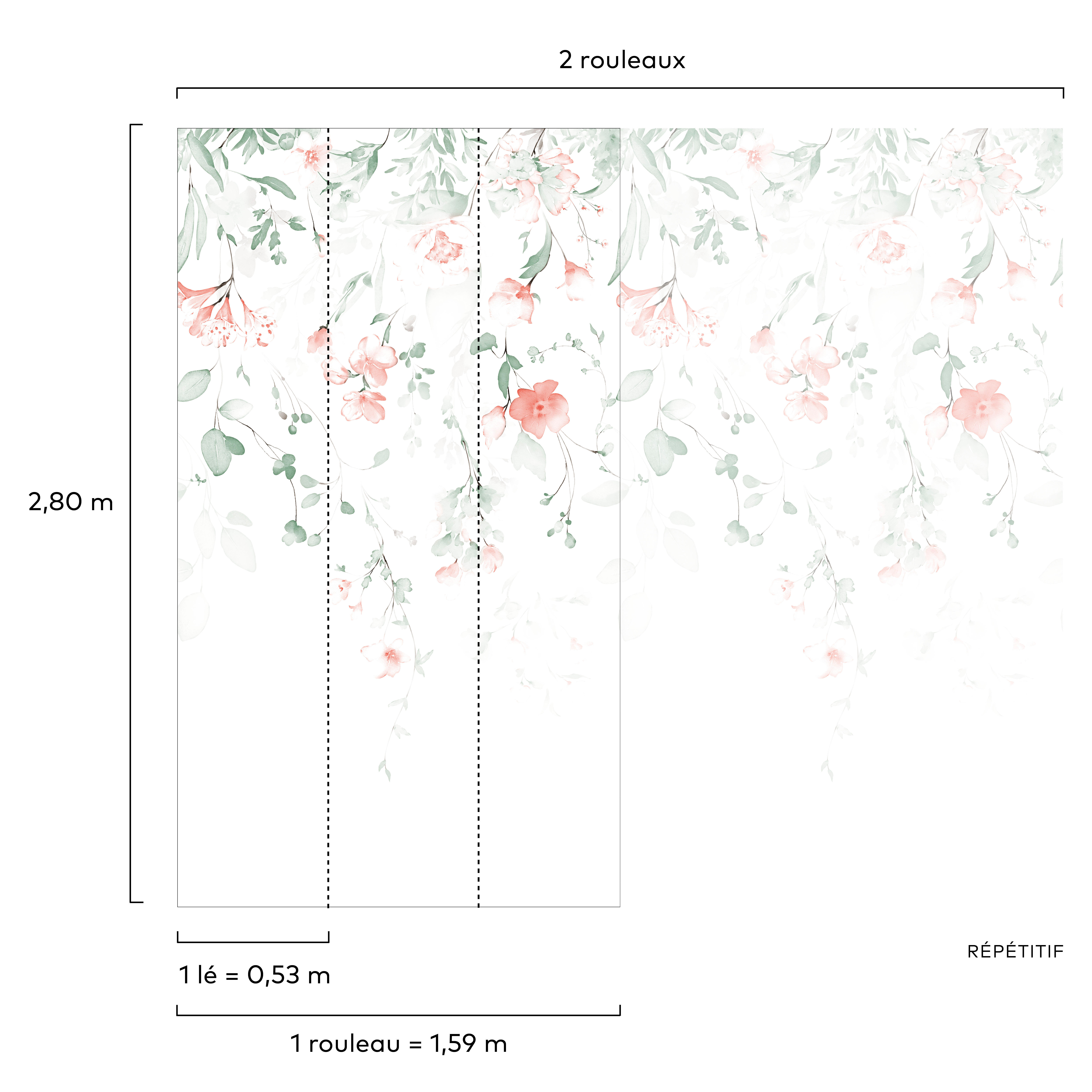 Papier peint panoramique Liane Flora multicouleur l.159 x H.280 cm - 2