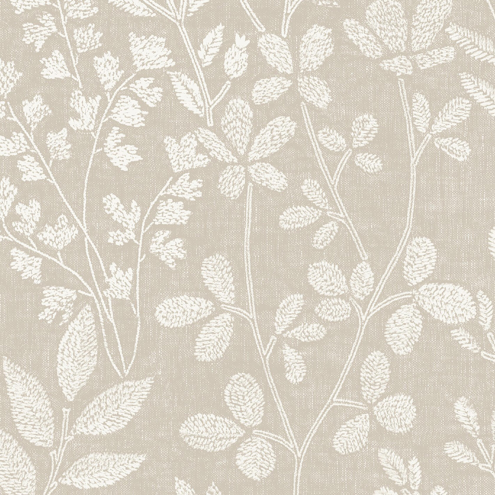 Papel pintado vinilo aplicación cola en pared Floral vegetal Flores beige tonal beige  GRANDECO 53cmx10m lavable - 2