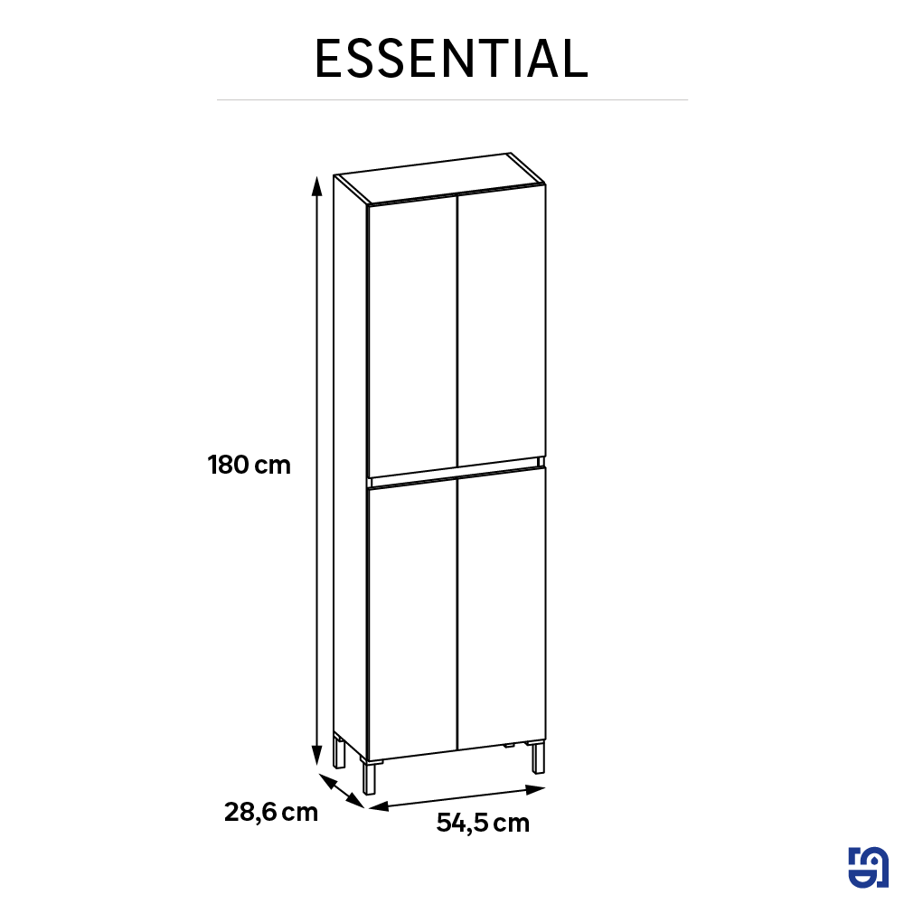 Columna de baño New Essential blanco mate 54.5x180x28.6 cm - 3