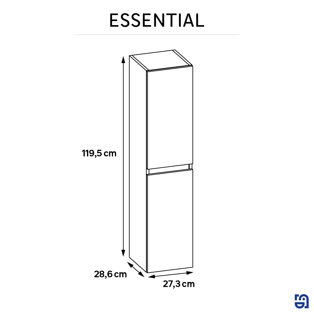 Colonna per mobile bagno Essential SENSEA 2 ante P 28.6 x L 27.3 x H 119.5 cm bianco truciolare - 5