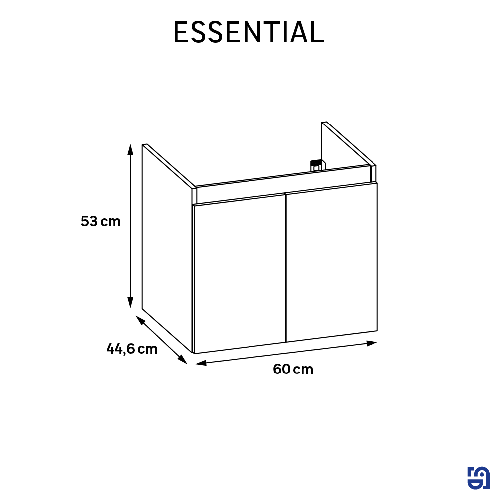 Mobile da bagno sospeso sotto lavabo L 60 x H 53 x P 45 cm bianco opaco, 2 ante SENSEA Essential - 8
