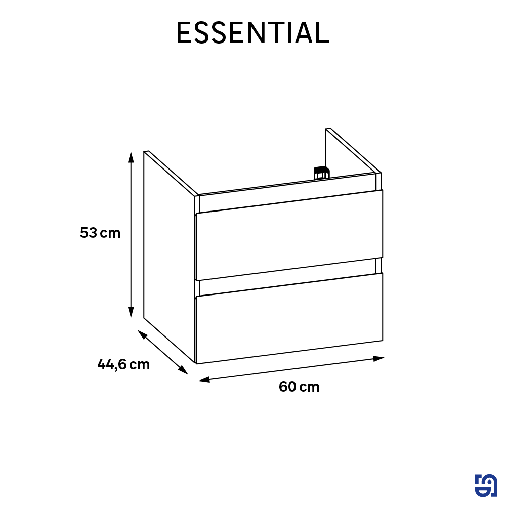 Móvel de casa de banho suspenso 2 gavetas 60x45x53 cm branco Sensea Essential - 7