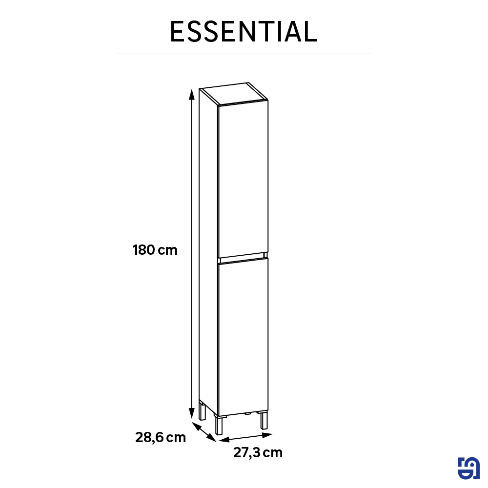 Colonna per mobile bagno Essential SENSEA 2 ante P 28.6 x L 27.3 x H 180 cm bianco truciolare - 7