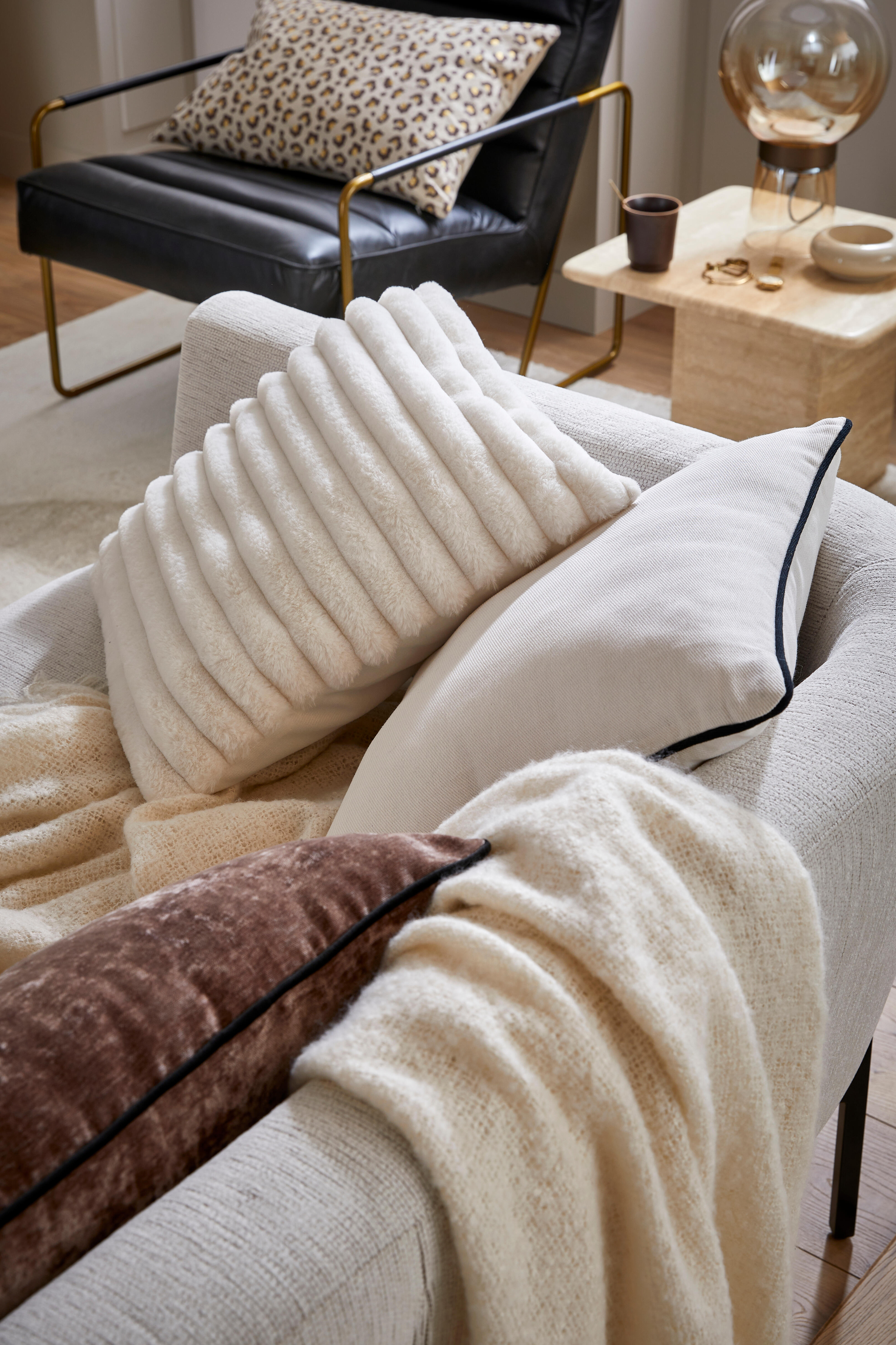 Coussin Dehli, blanc l.45 x L.45 cm - 2