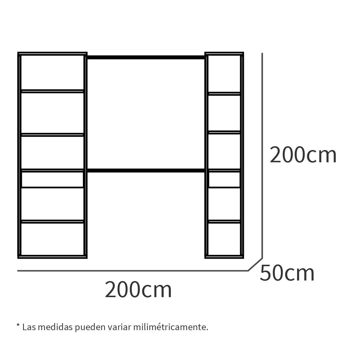Kit vestidor Cloe 200x200x50cm con 10 baldas y 2 cajones blanco - 2