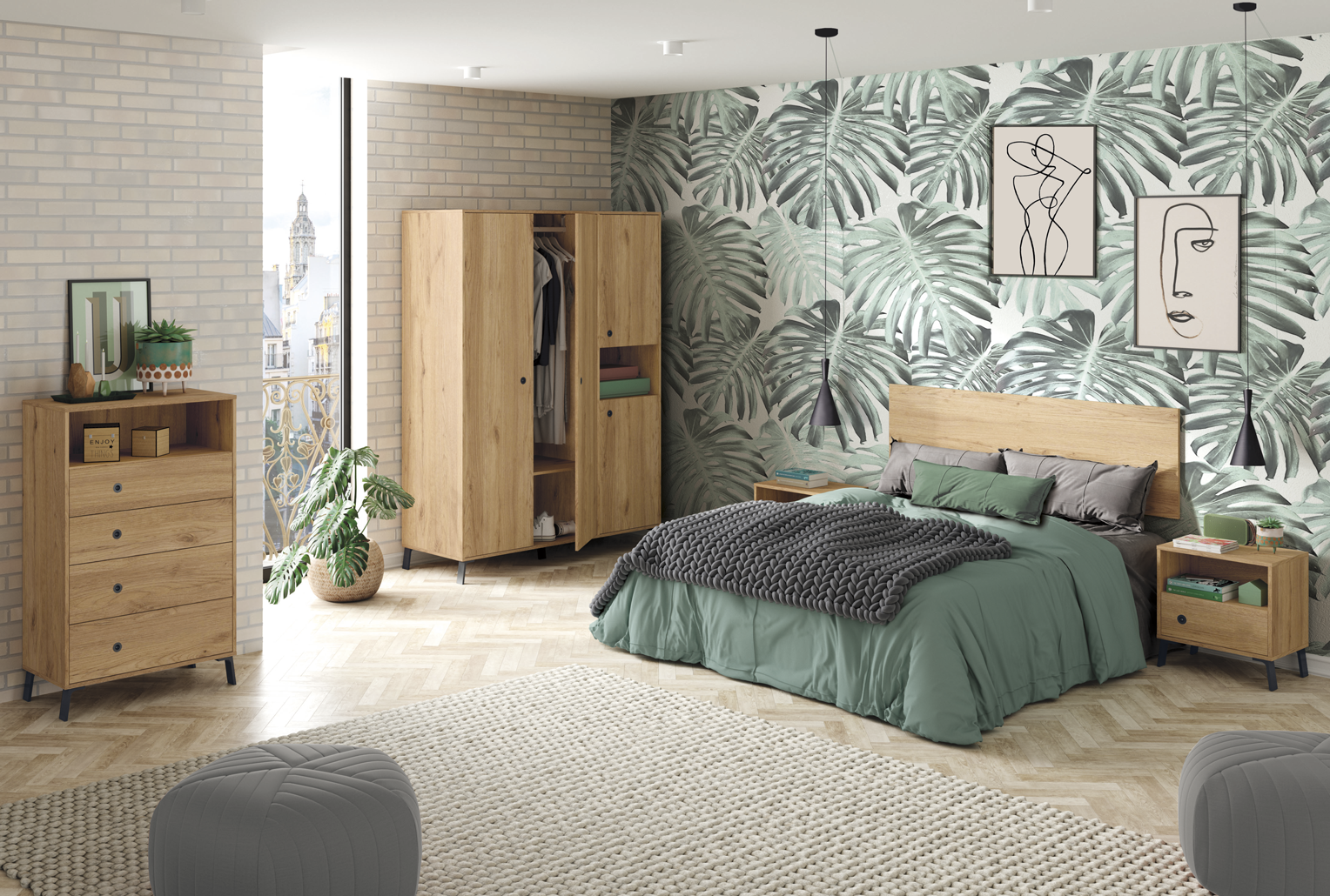 Armario Camila 150x200x55cm roble - 11