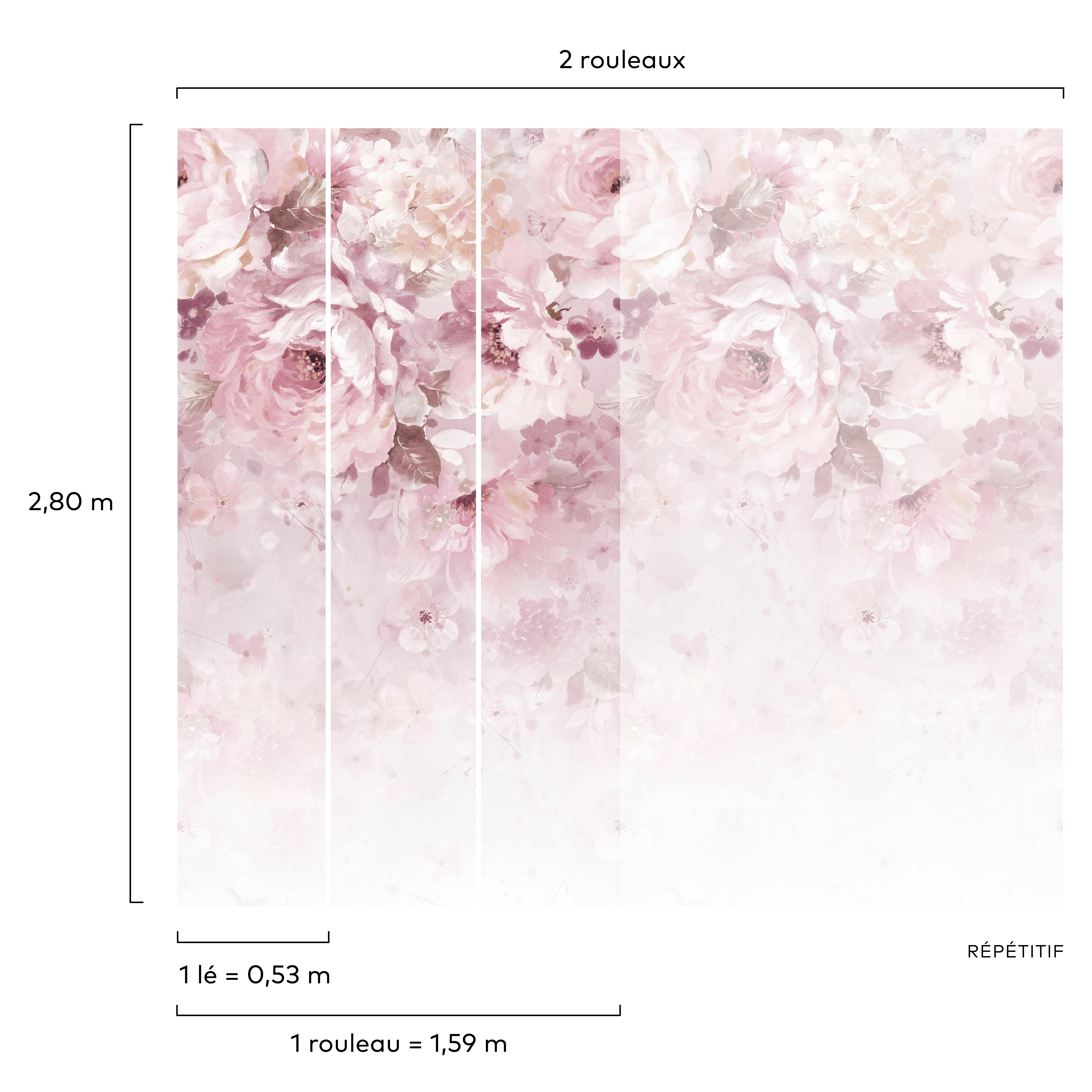 Papier peint panoramique Petal Coloma rose l.159 x H.280 cm - 2