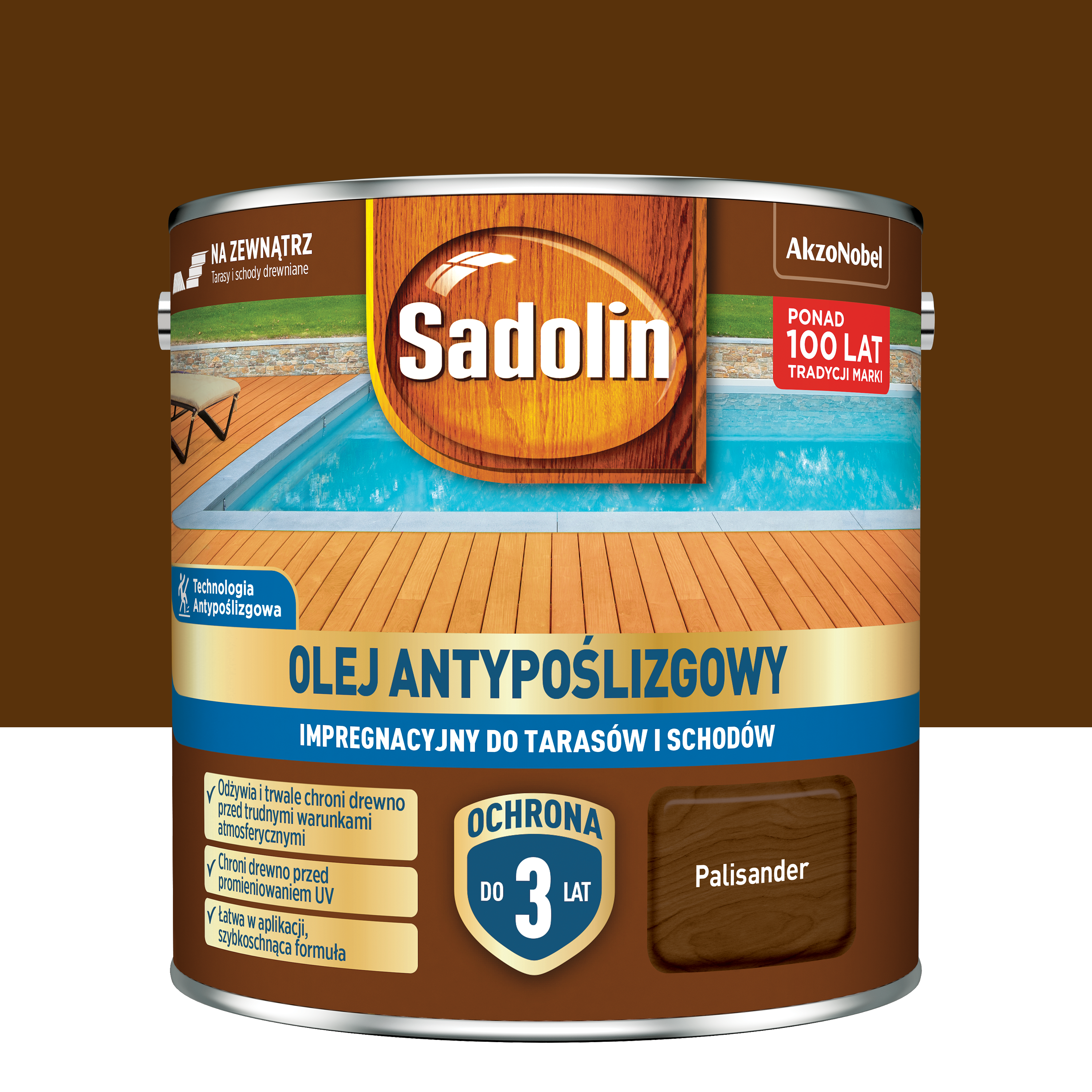 Olej antypoślizgowy do tarasów i schodów Palisander 2.5 l Sadolin