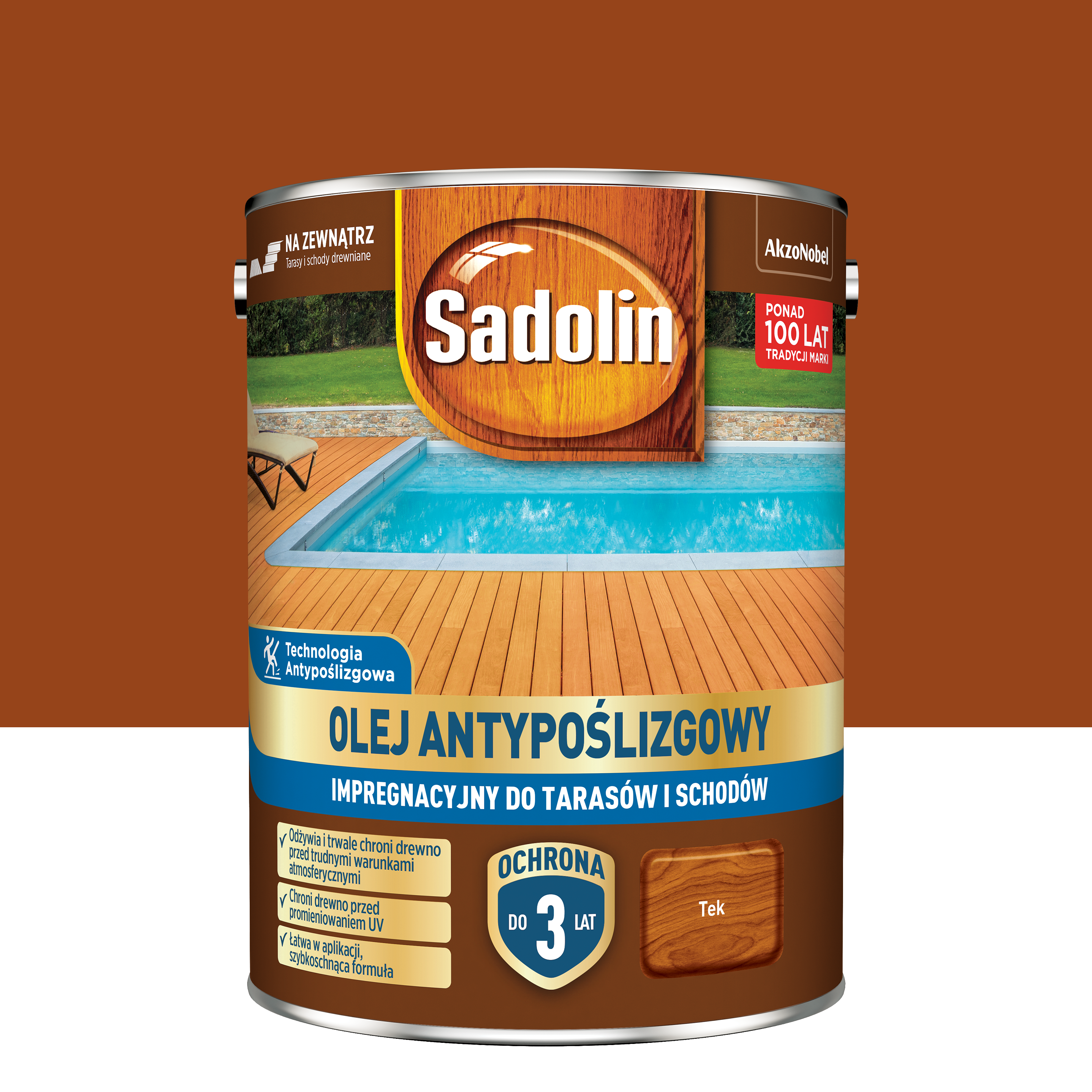 Olej antypoślizgowy do tarasów i schodów Tek 4.5 l Sadolin