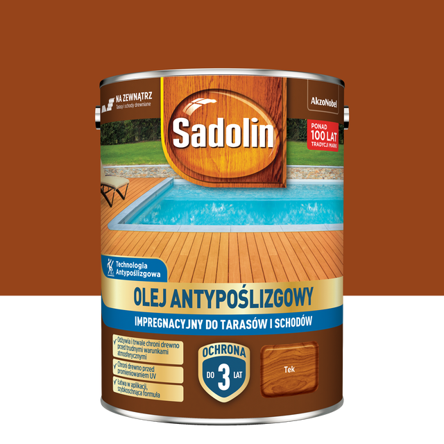 Olej antypoślizgowy do tarasów i schodów Tek 4.5 l Sadolin