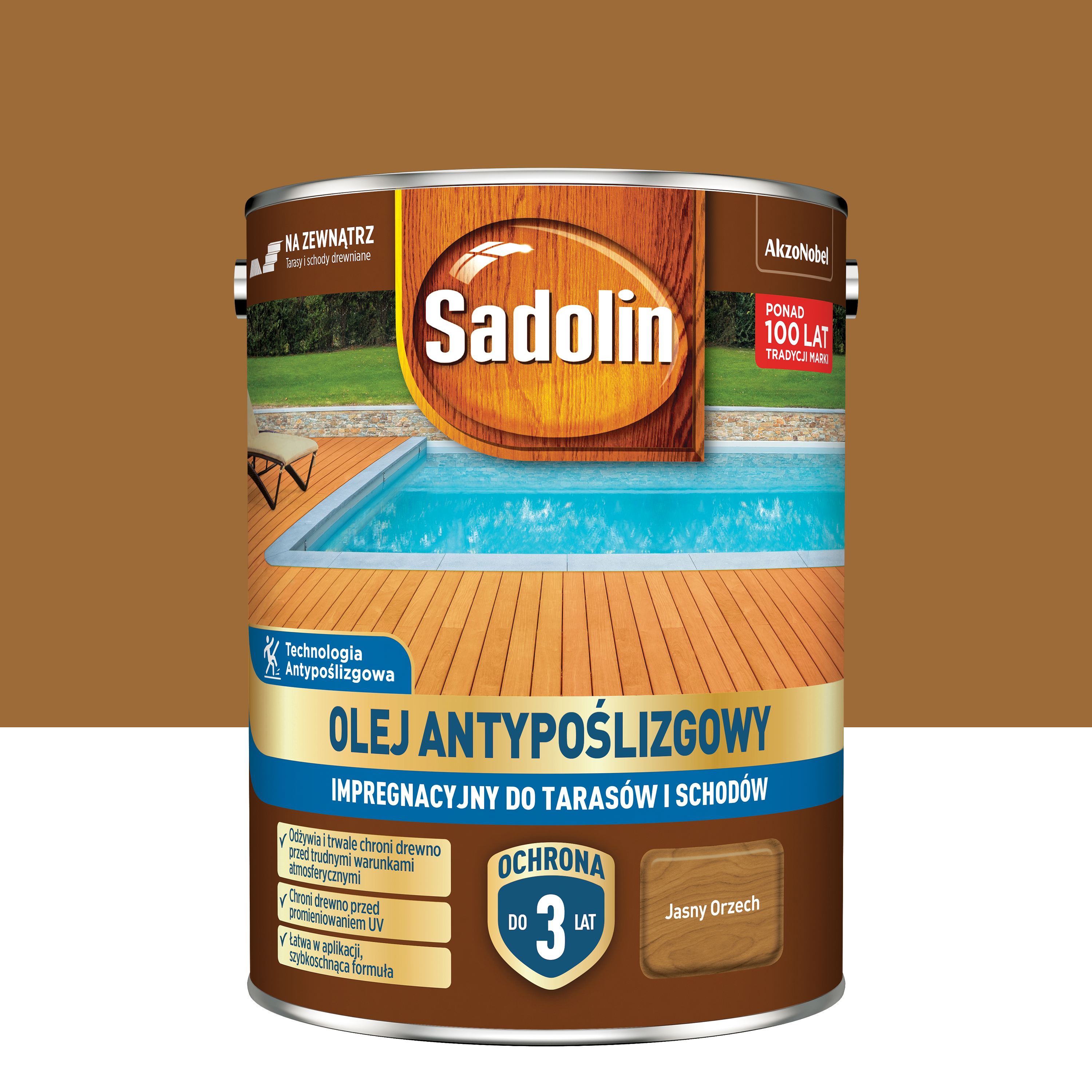 Olej antypoślizgowy do tarasów i schodów Jasny orzech 4.5 l Sadolin