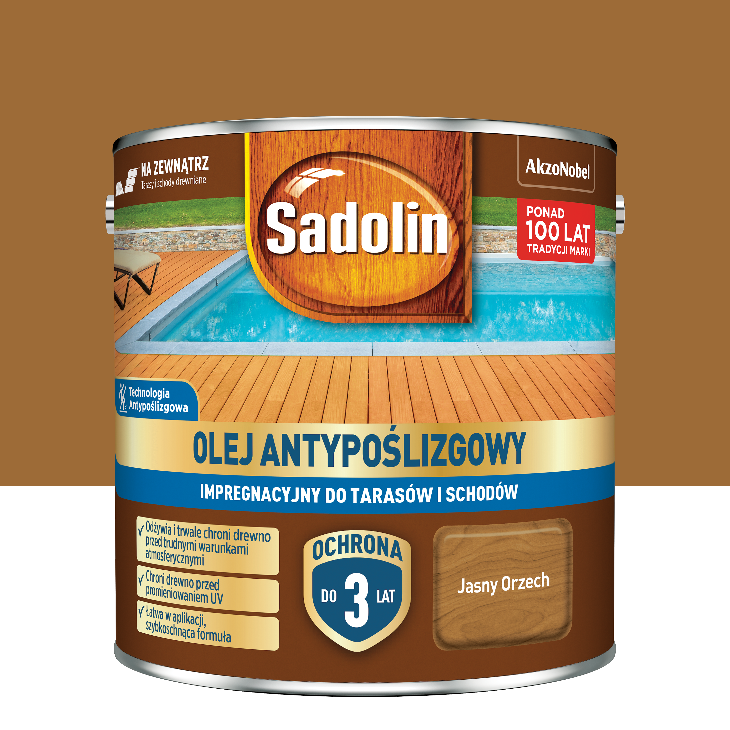 Olej antypoślizgowy do tarasów i schodów Jasny orzech 2.5 l Sadolin