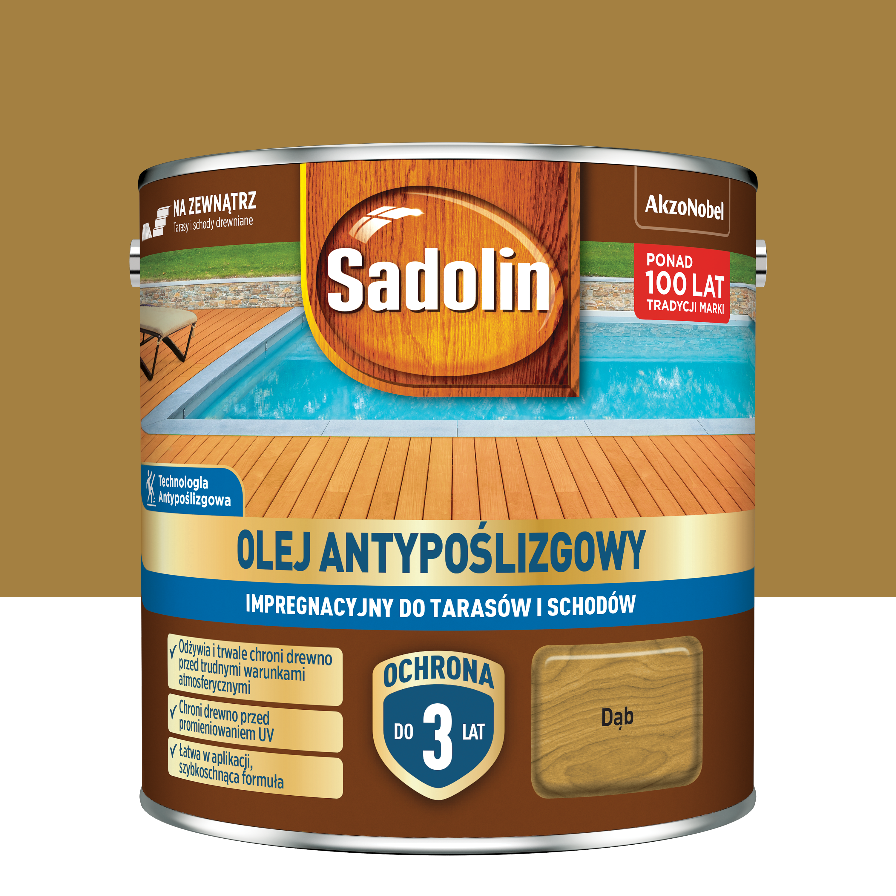 Olej antypoślizgowy do tarasów i schodów Dąb 2.5 l Sadolin
